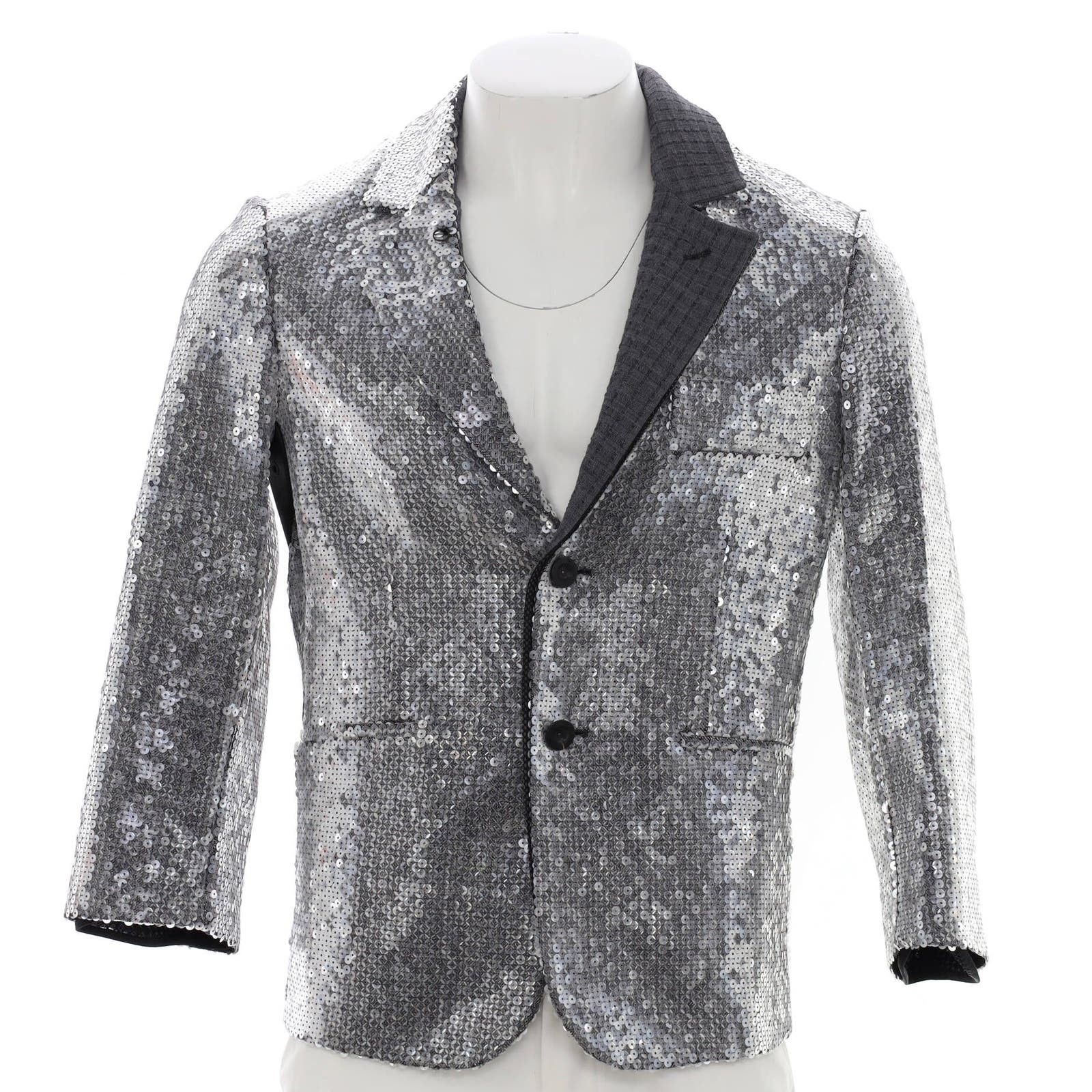 image of Louis Vuitton Men's Contrast Lapel Blazer Sequins With Polyester Blend in Grey (Size XS)