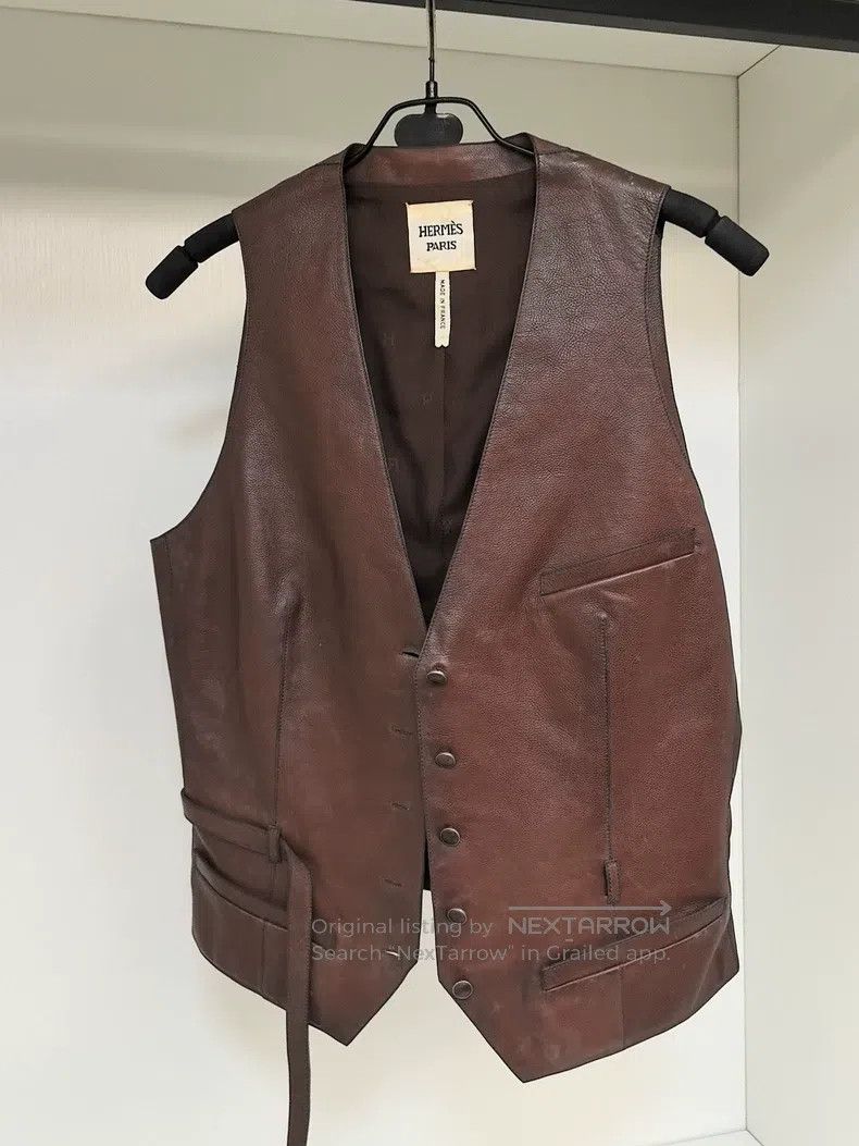 Hermes Hermes Real leather vest, dark brown, sheepskin material, Size XS / US 0-2 / IT 36-38 - 1 Thumbnail