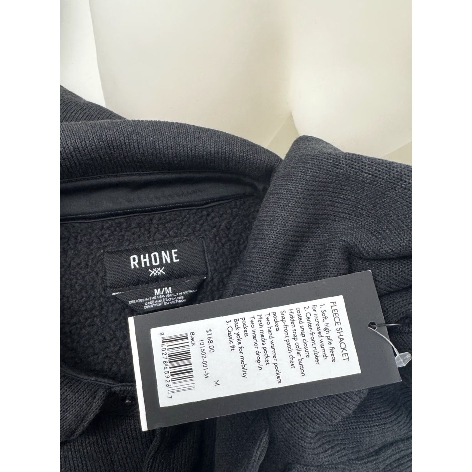 Rhone RHONE Shirt Jacket Shacket Mens M Fleece Snap Black Knit Exterior Polyester Jacket Size US M / EU 48-50 / 2 - 5 Thumbnail