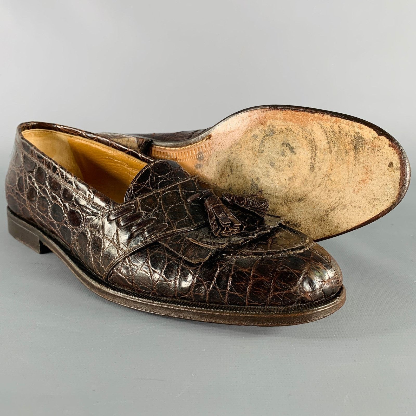 Testoni A.TESTONI Size 8.5 Brown Alligator Leather Moccasin Loafers Size US 8.5 / EU 41-42 - 5 Thumbnail