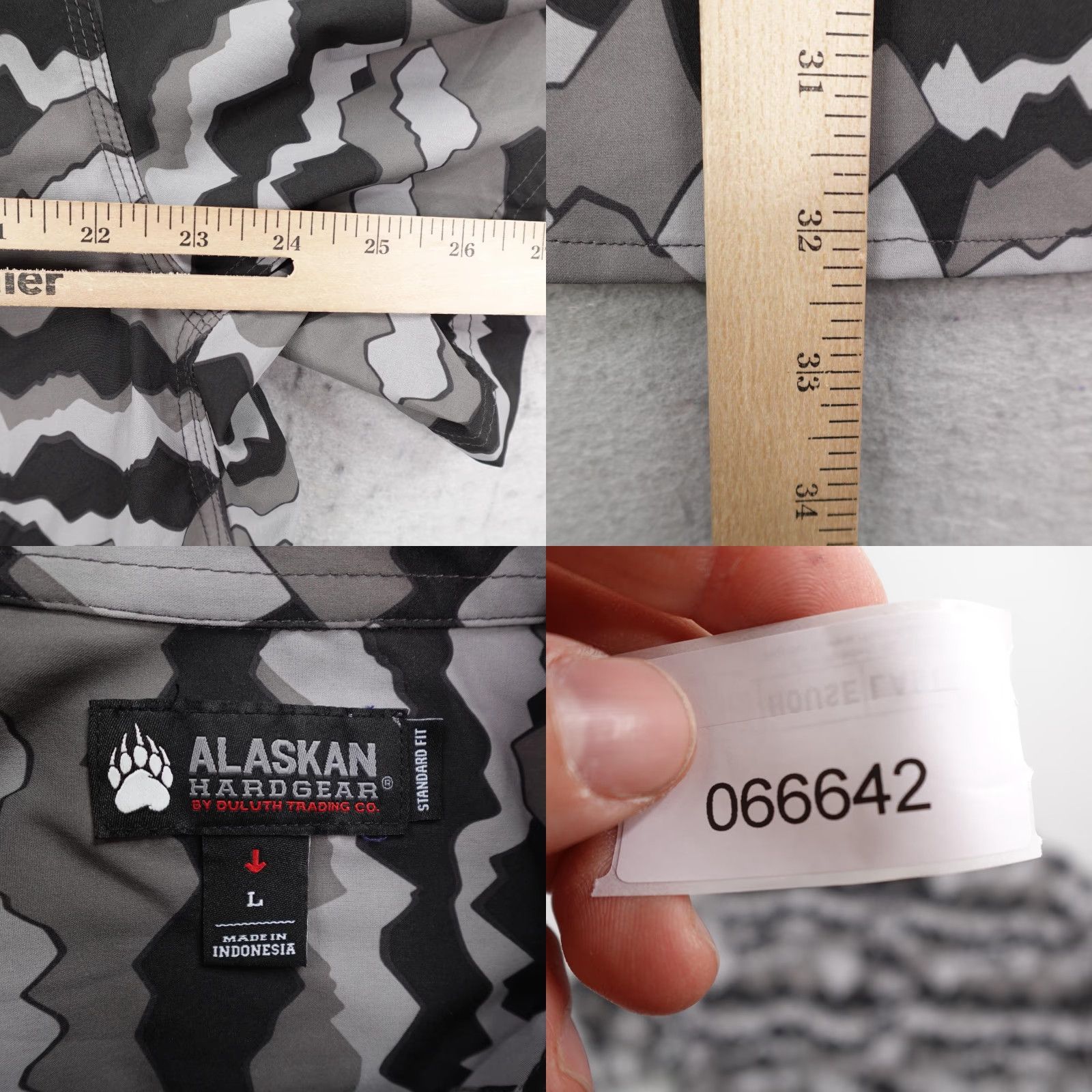Duluth Trading Company Alaskan Hardgear Shirt Mens Large Gray Camo Performance Snap Up Lightweight Flex Size US L / EU 52-54 / 3 - 8 Thumbnail