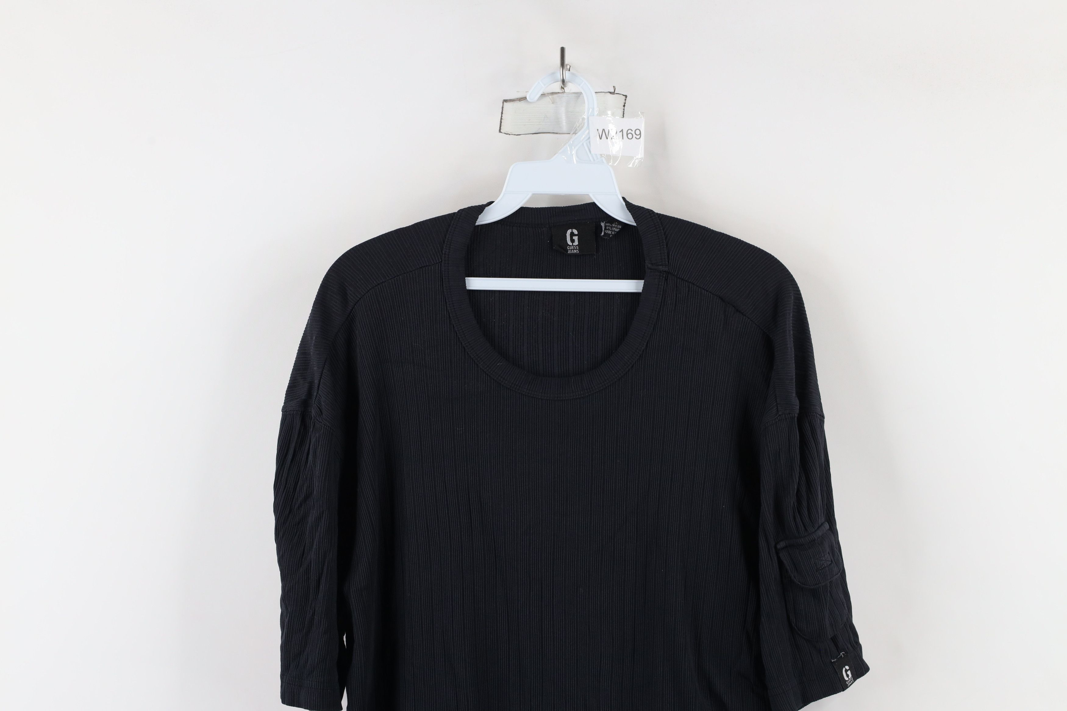 Guess × Vintage Vintage 90s Guess Spell Out Ribbed Knit Pocket T-Shirt Black Size US XL / EU 56 / 4 - 2 Thumbnail