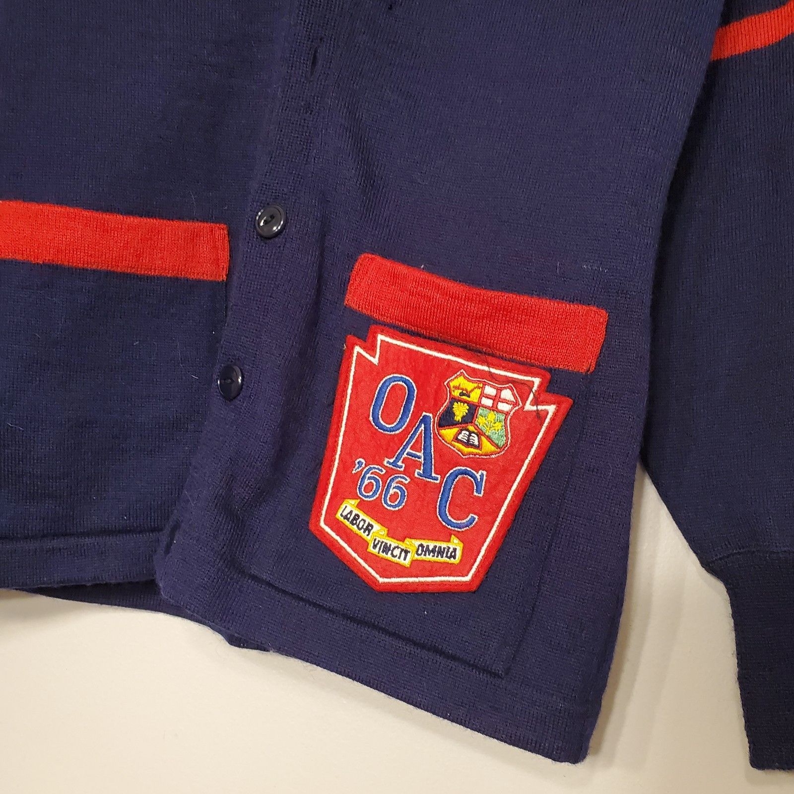 Vintage Vintage 1966 Cardigan collegiate knit sweater blue size M Size US M / EU 48-50 / 2 - 3 Thumbnail