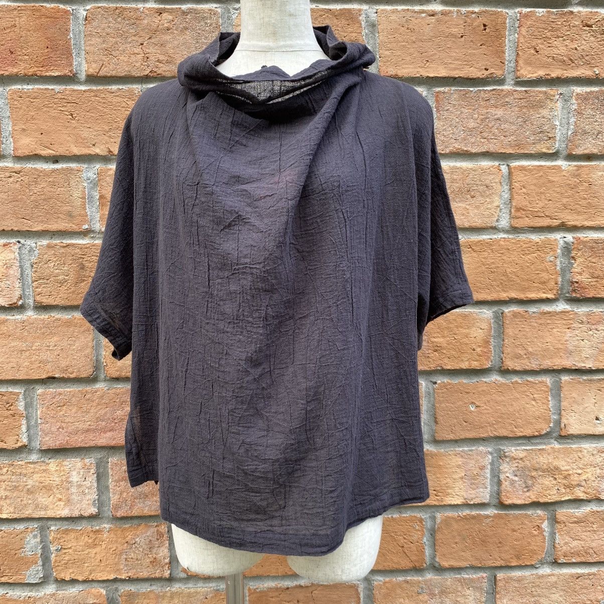 Japanese Brand bx bi eks Black Crinkled Cowl Neck Top Size XS / US 0-2 / IT 36-38 - 8 Thumbnail