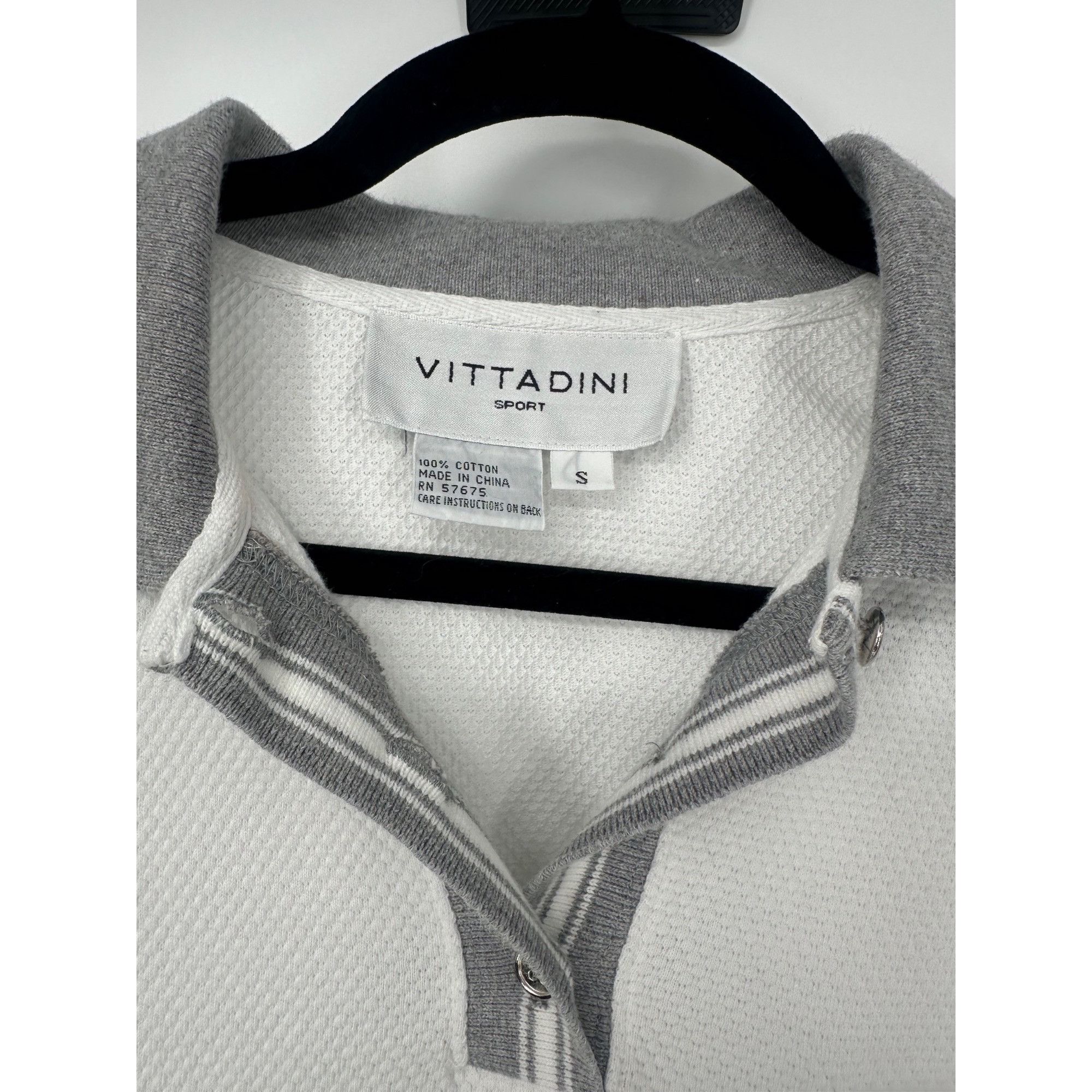Other Vittadini Sport White Cotton Polo - Gray Accents - Small Size S / US 4 / IT 40 - 2 Thumbnail