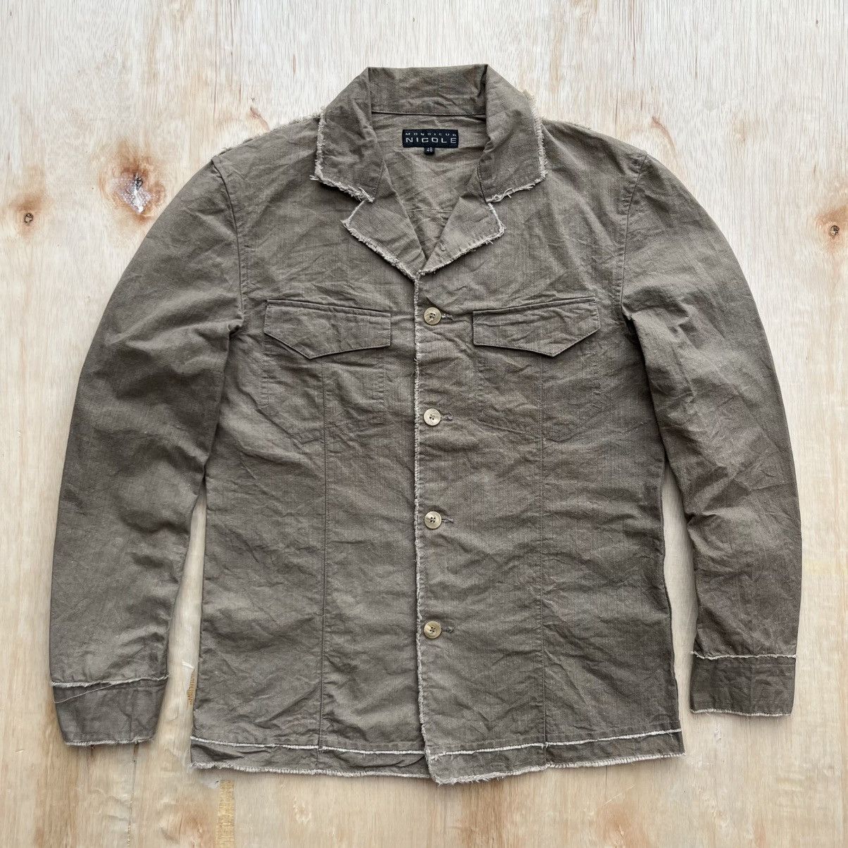 Nicole Club MONSIEUR NICOLE OPEN COLLAR UTILITY LONG SLEEVE SHIRT Size US M / EU 48-50 / 2 - 1 Thumbnail
