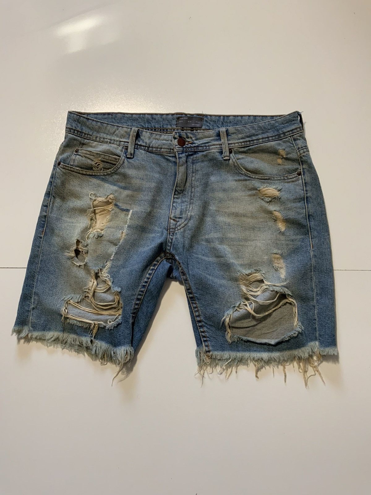 Zara Zara Man Distressed Ripped Frayed Denim Jorts Jean Shorts | Grailed