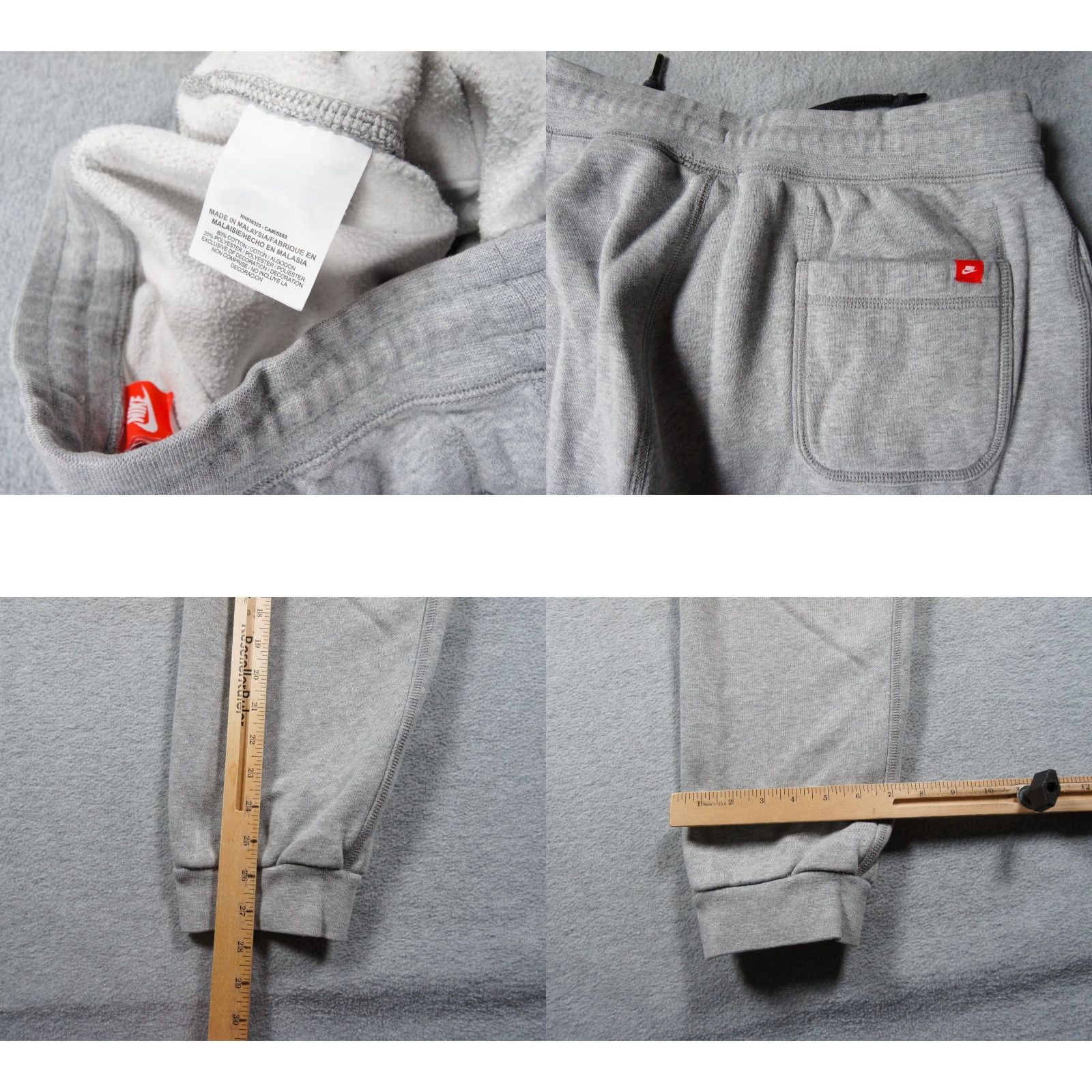 Nike Nike Sweatpants Mens M Gray Joggers Fleece Tapered Swoosh Casual Size US 31 - 8 Thumbnail