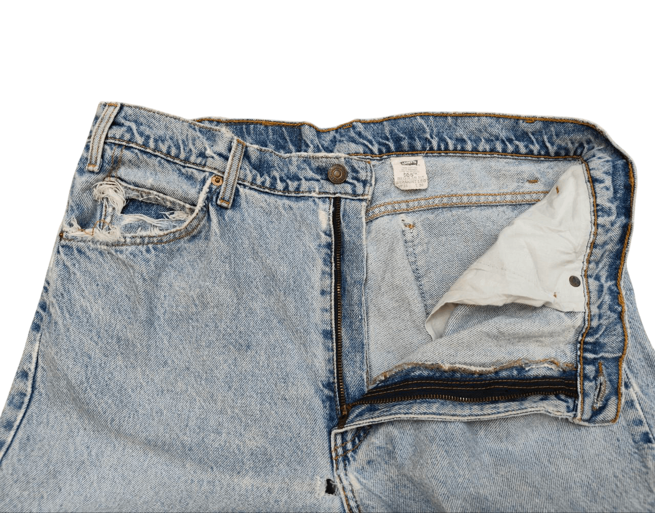 Levi's 90s VIntage Levi's 505 Orange Tab Distressed Denim Size US 36 / EU 52 - 3 Thumbnail