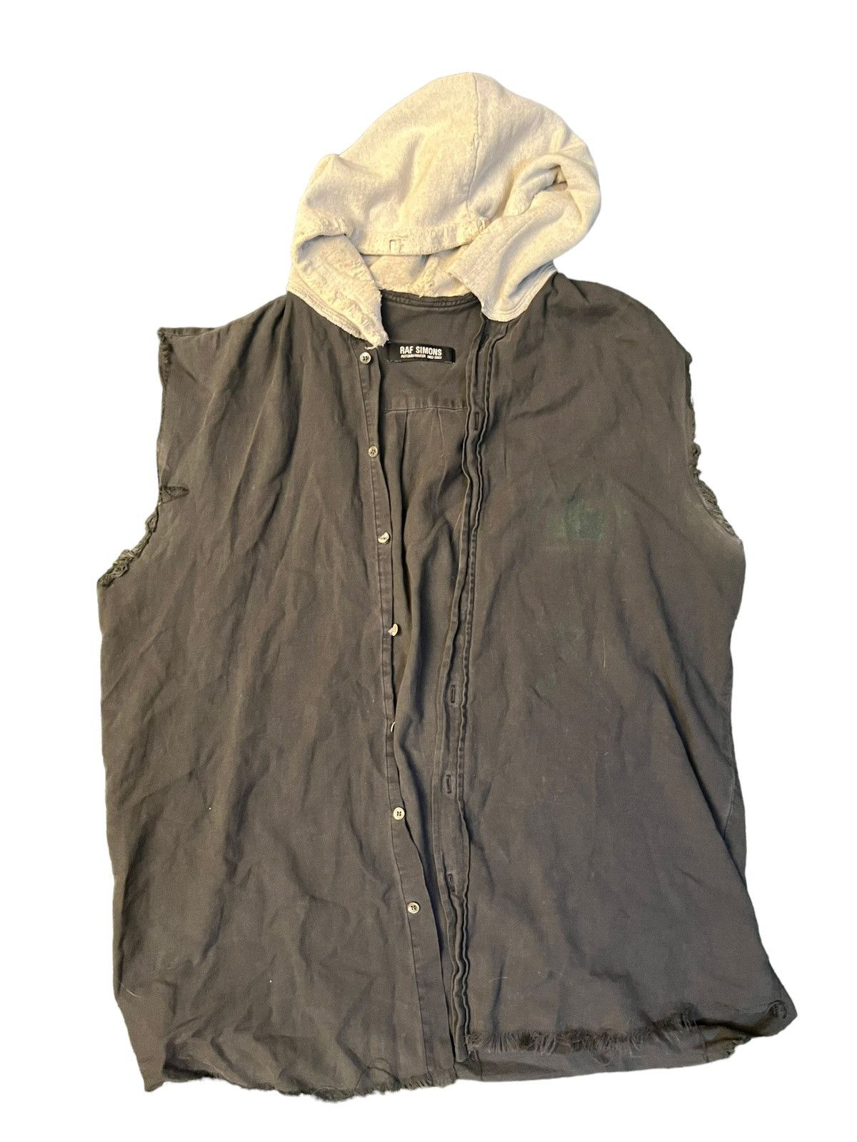 image of Raf Simons Virginia Creeper Aw2002 Hooded Shirt in Black, Men's (Size Large)