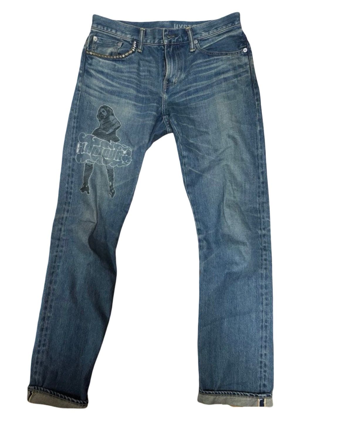 Hysteric Glamour Vixxen Girl Studded Selvedge Denim Jeans Size US 29 - 1 Thumbnail
