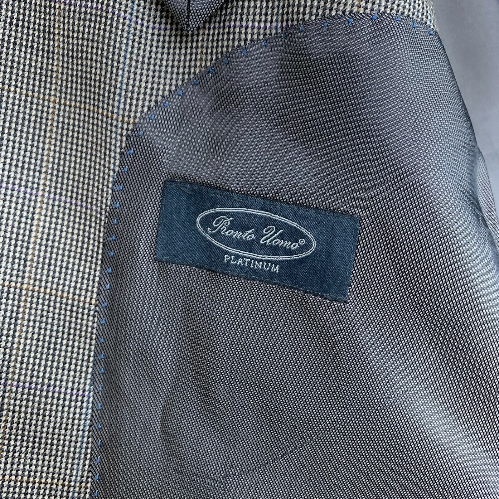 Pronto Uomo Pronto Uomo Platinum Wool Sport Coat Gray Nailshead 46L Size 46L - 8 Thumbnail