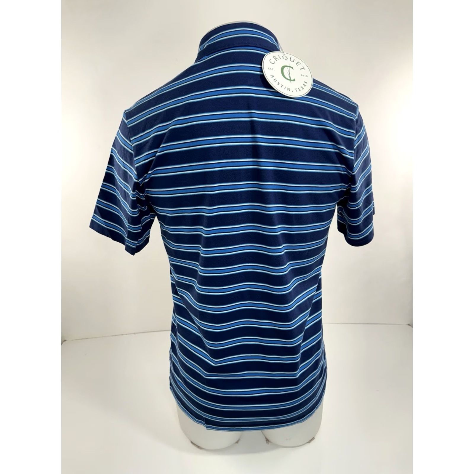 Vintage Criquet Mens S Pocket Polo Shirt Striped Embroidered Logo Blue / White Size US S / EU 44-46 / 1 - 3 Thumbnail