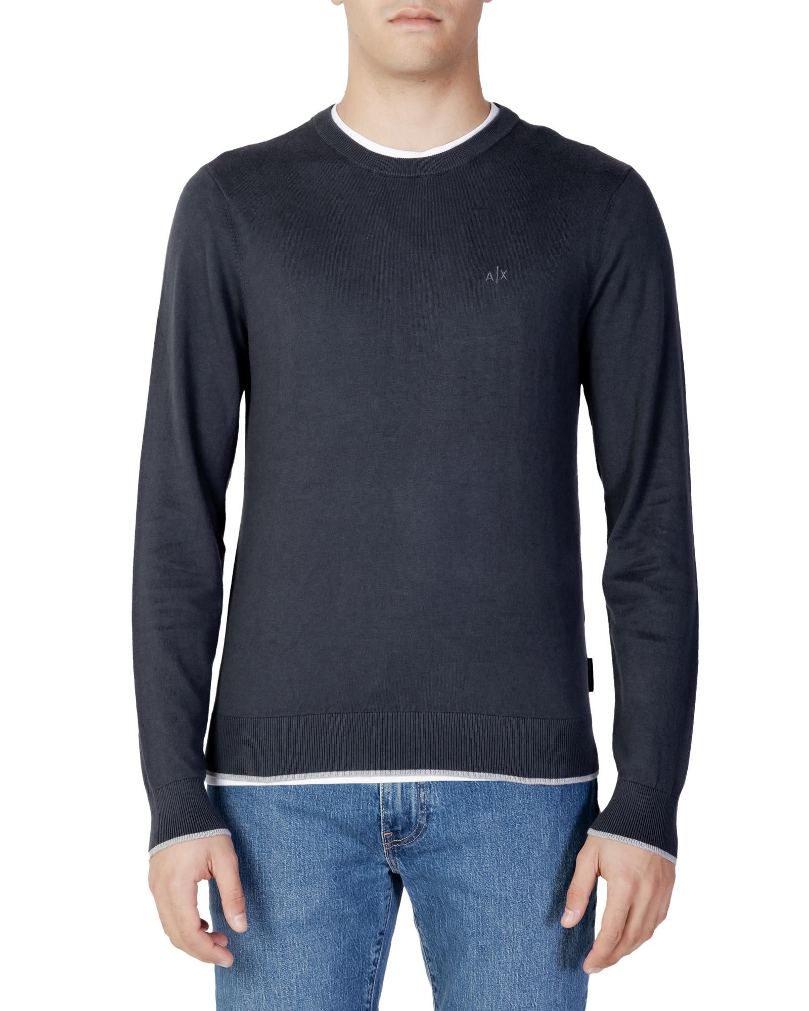 image of Armani Exchange Knitwear With Long Sleeves And Round Neck in Grey, Men's (Size XS)