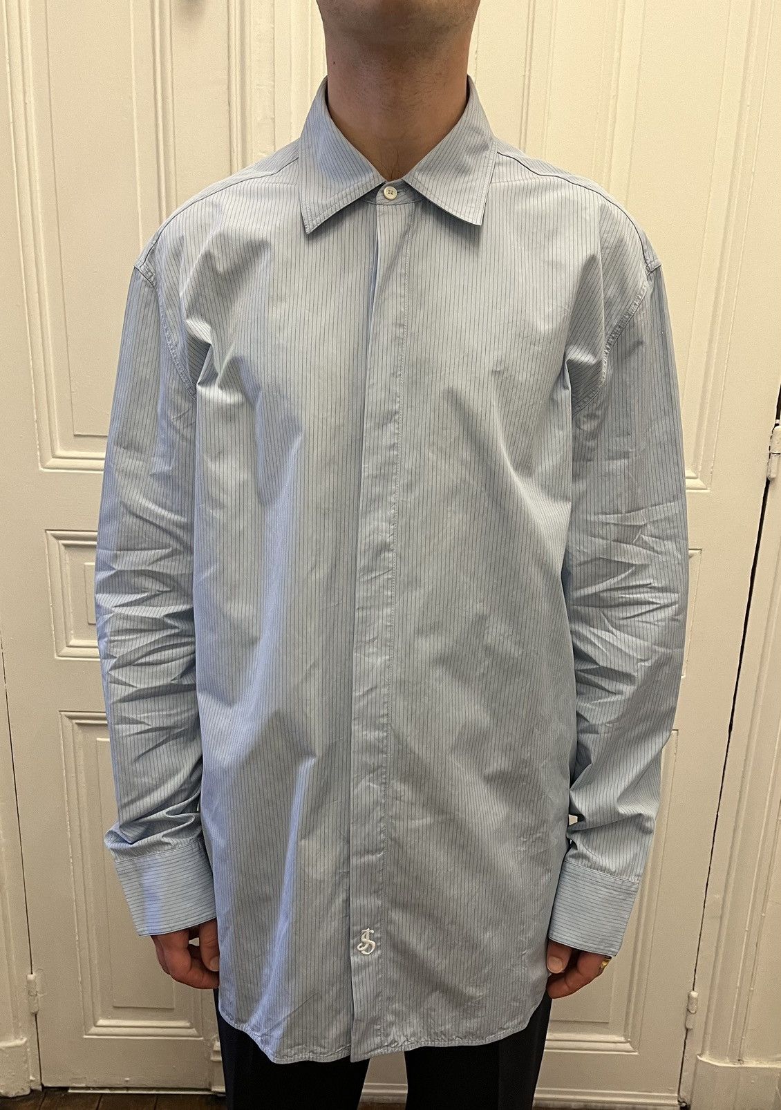 Jil Sander Jil Sander blue stripe shirt Size US M / EU 48-50 / 2 - 1 Thumbnail