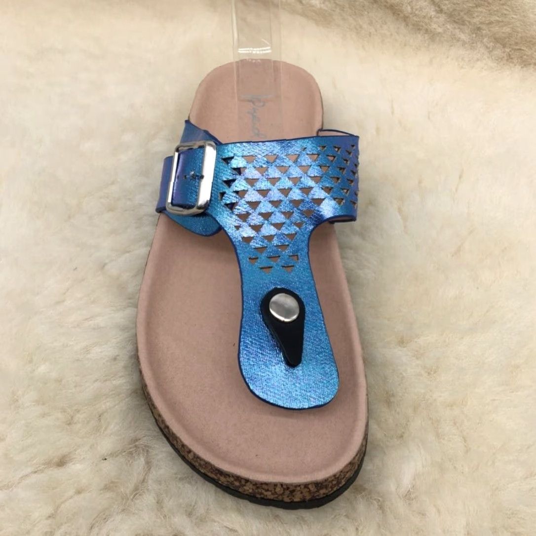 Vintage Qupid Sandals Women 7 Blue Cut Out Buckle Slip-On Thong New Size US 7 / IT 37 - 2 Thumbnail