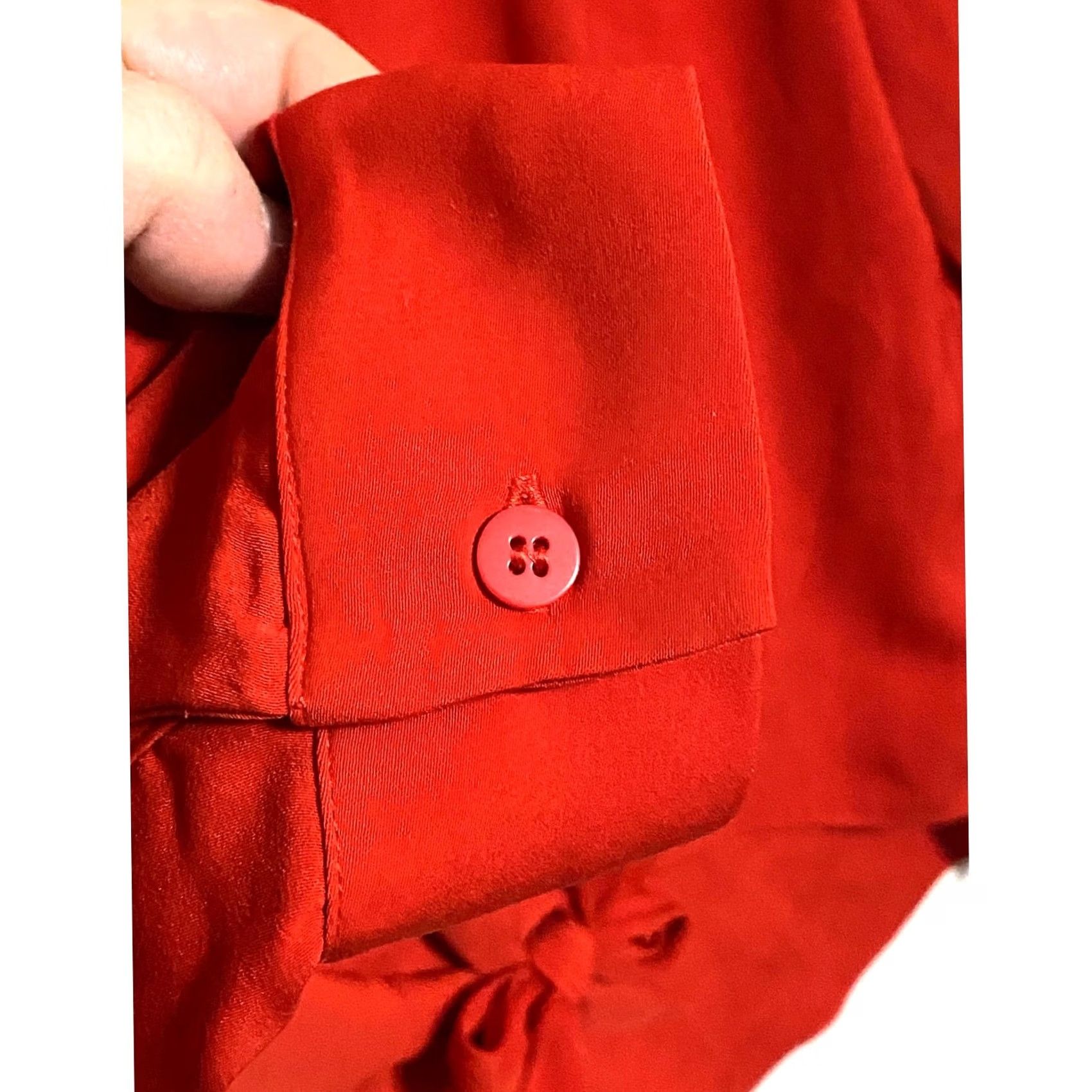 Vintage Chicos Red Long Sleeve Collared Blouse Top Tie Front Office Classic Career Shirt Women M Size M / US 6-8 / IT 42-44 - 6 Thumbnail