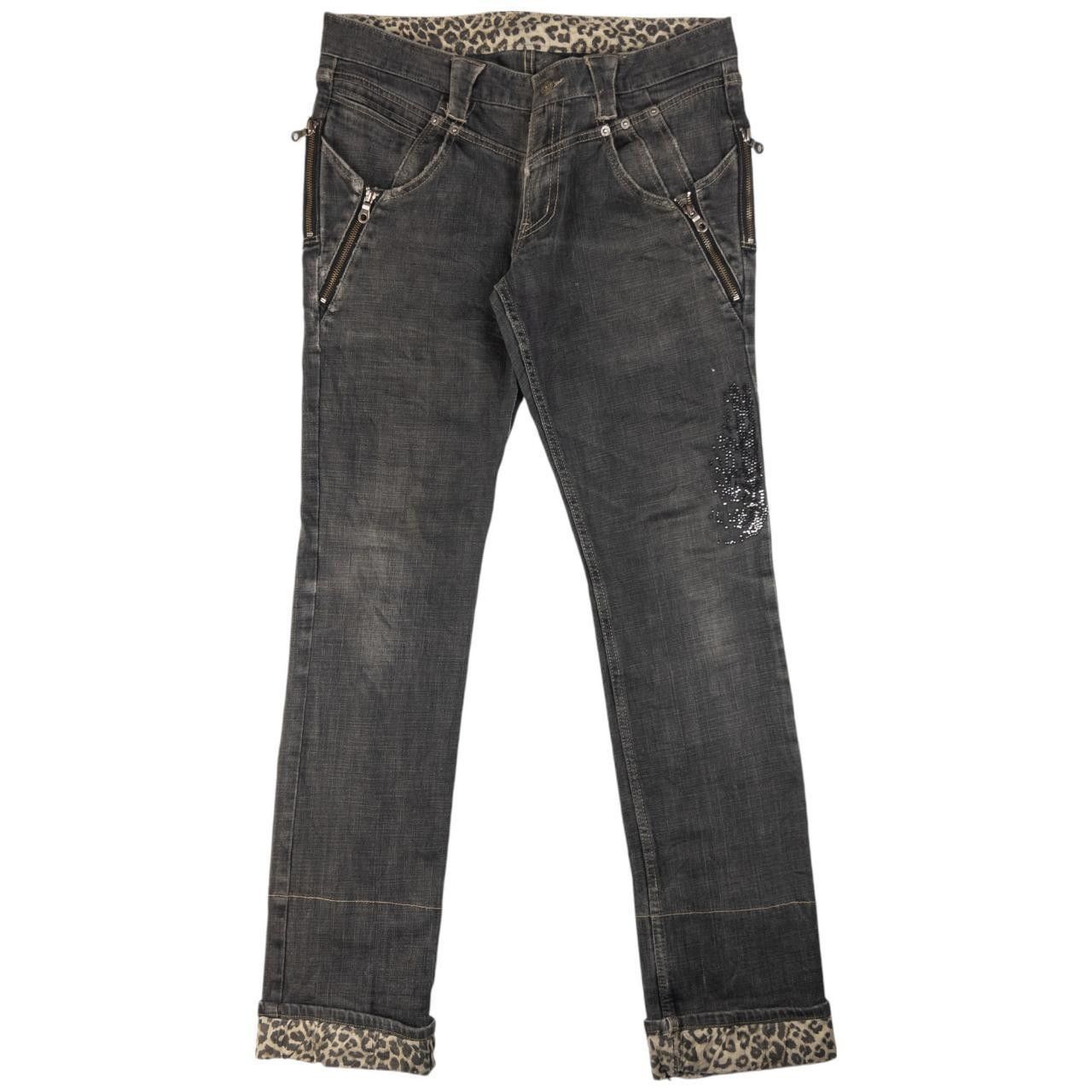 Designer Vintage PPFM Zip Detail Diamonte Denim Jeans Size W34 Size US 33 - 1 Thumbnail