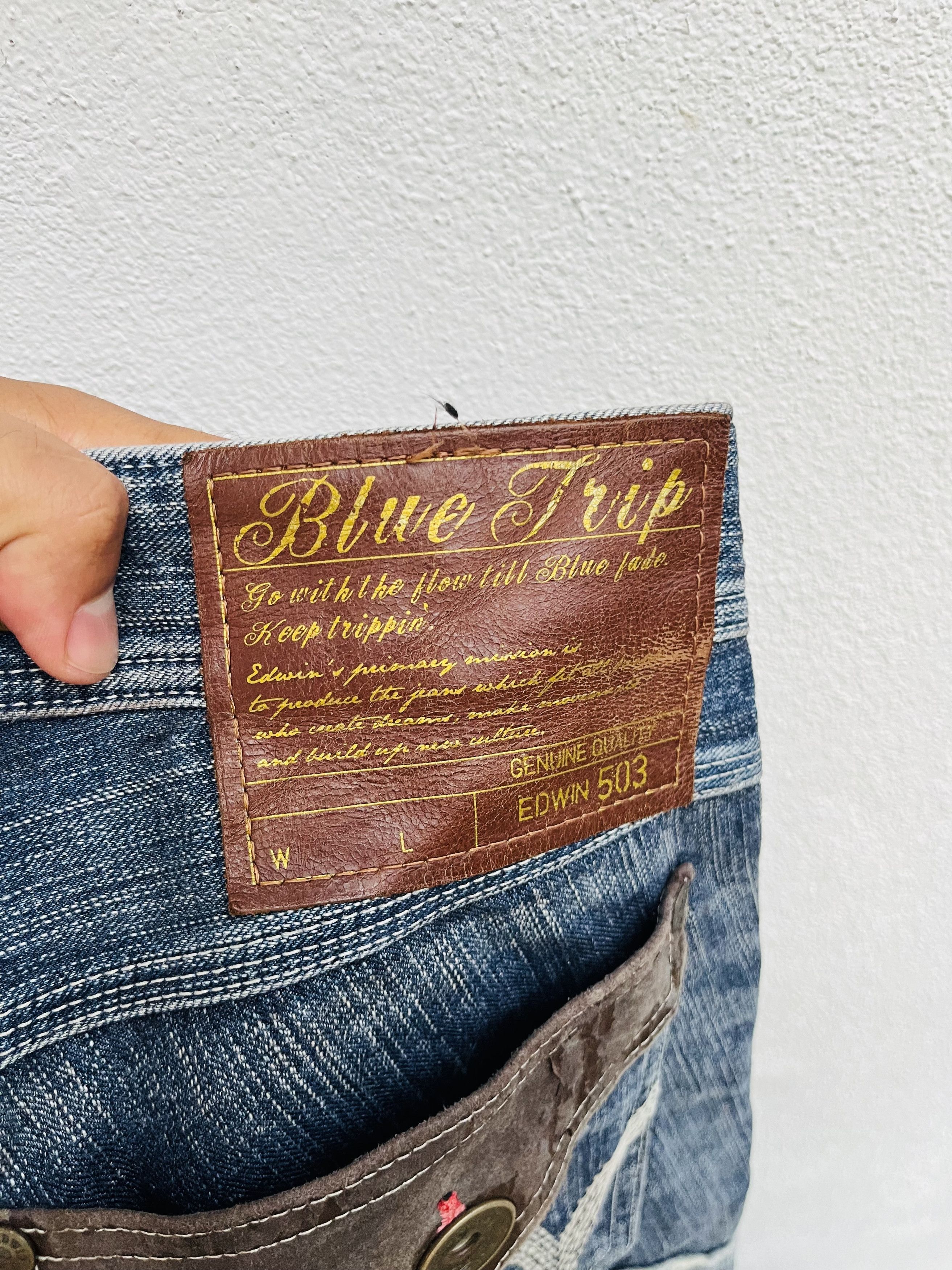 Japanese Brand Vintage Edwin 503 Blue Trip Japanese Distressed Style Size US 30 / EU 46 - 11 Thumbnail