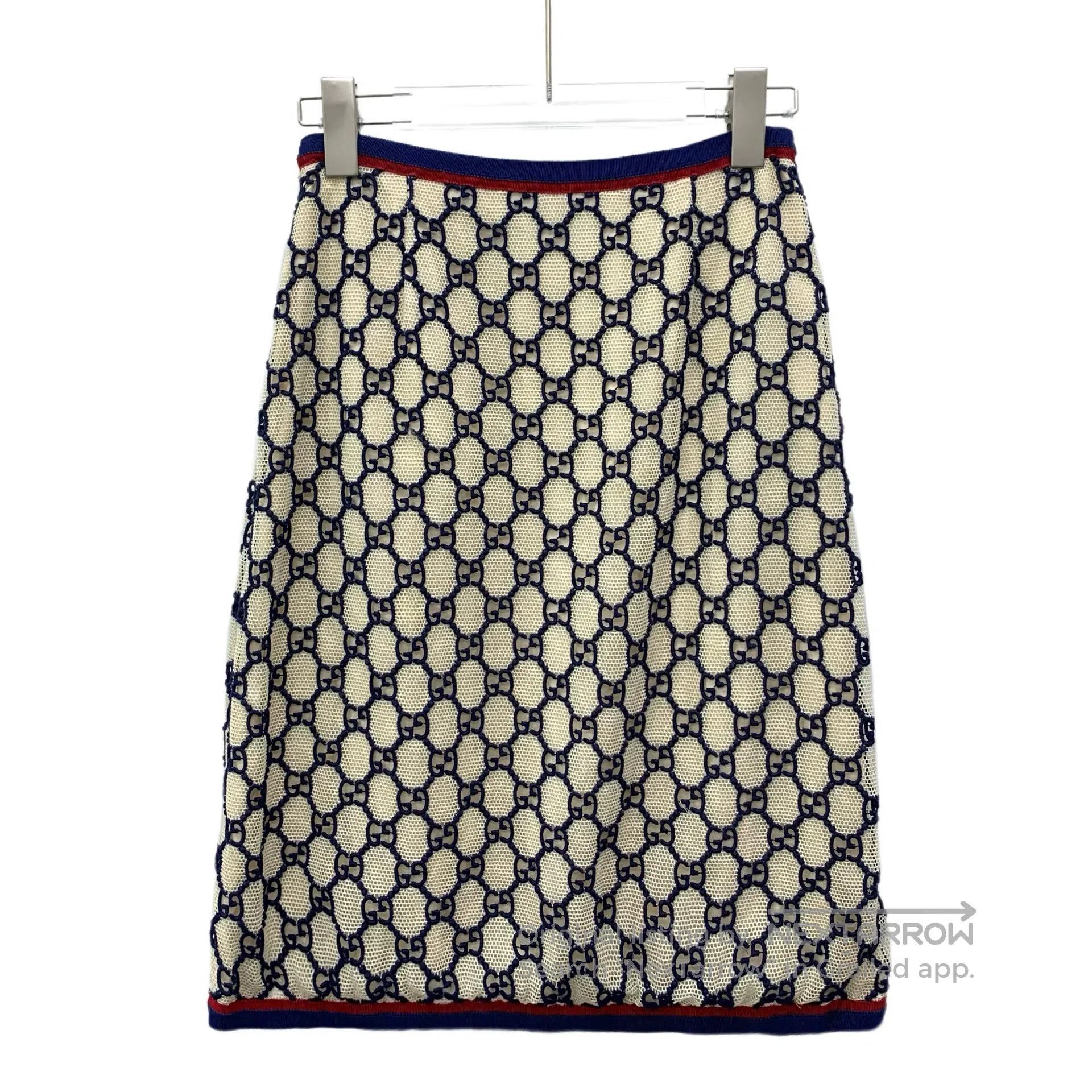 Gucci Guicci Contrast Color Net Logo Jacquard Full Print Cotton Size 37" - 2 Thumbnail