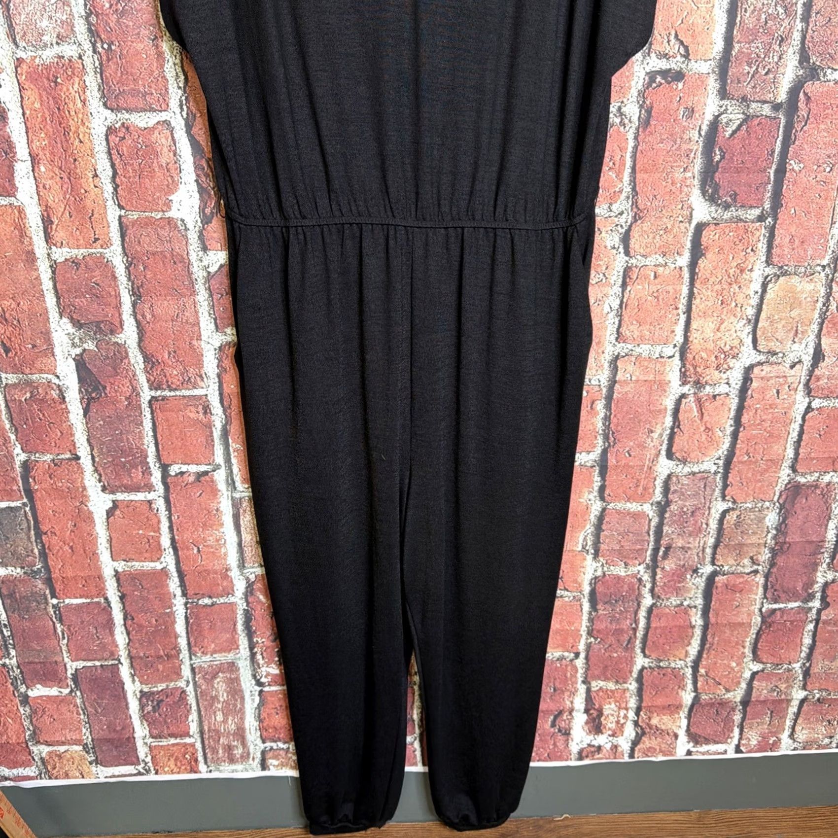 Gap VINTAGE Gap Womens Plus Size 2XL Rayon Blend Short Sleeve Black Jumpsuit Lightweight Denim Black Womens 2XL Short Sleeve Jumpsuit Gap Size 40" / US 18 - 2 Thumbnail