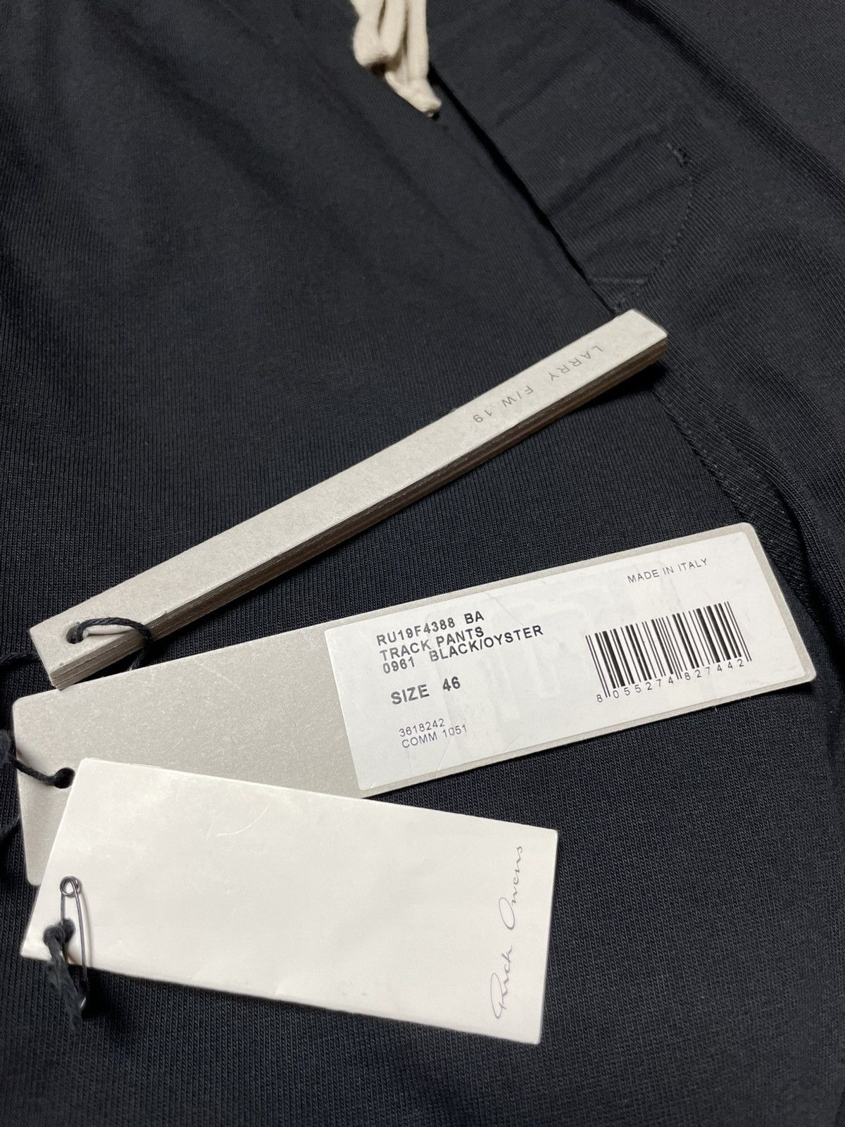 Rick Owens FW19 Oyster Black Side Stripe Track Pants 46