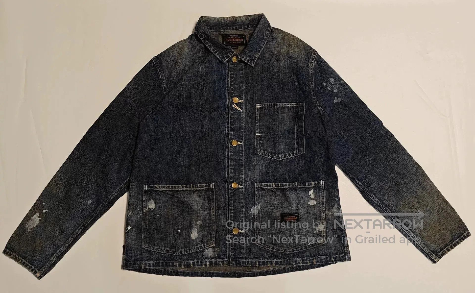 Neighborhood vintage faded ink splatter denim shirt. Size US L / EU 52-54 / 3 - 1 Thumbnail