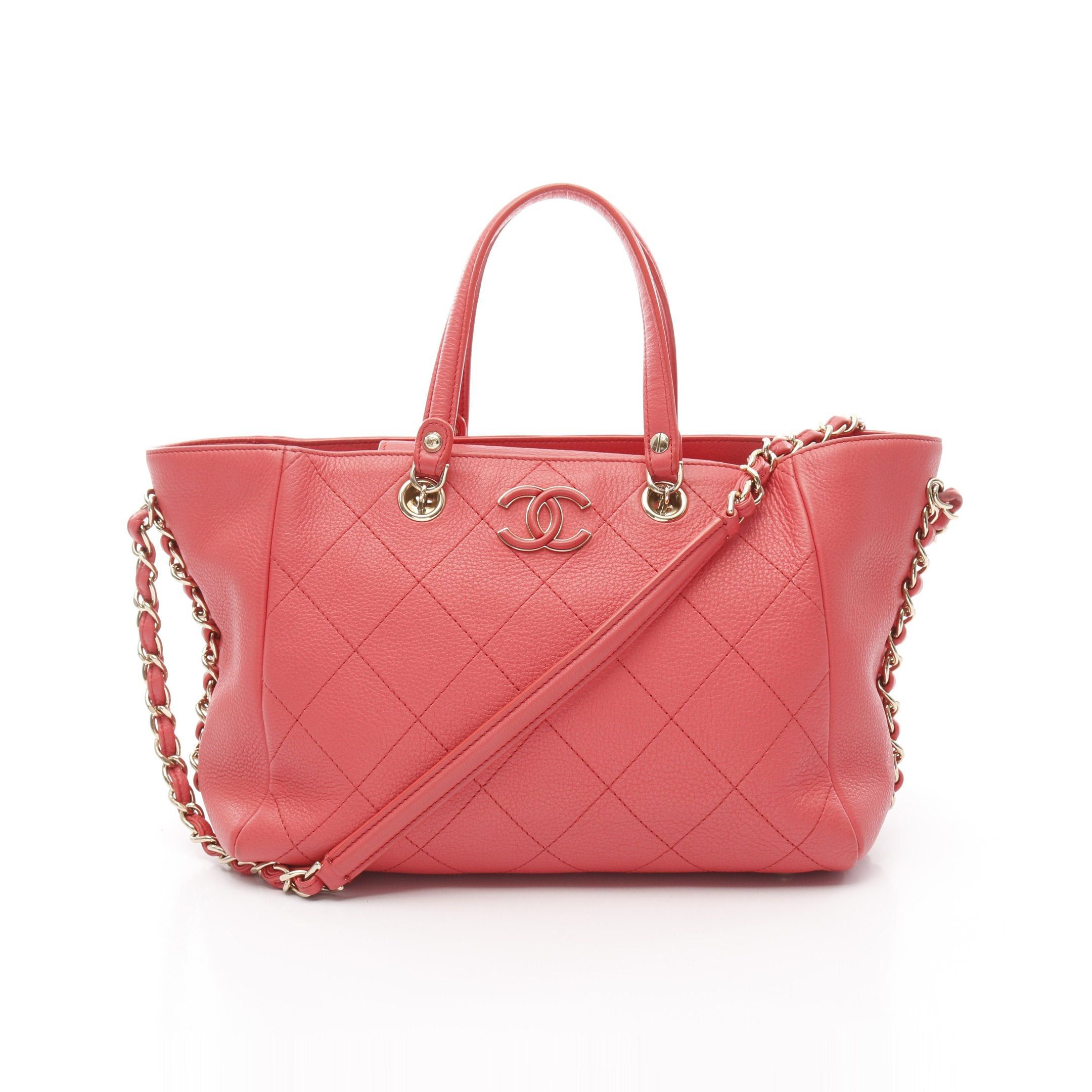Chanel Chanel Small Shopping Bag Matelasse Chain Shoulder Leather Pink Gold Hardware Size ONE SIZE - 1 Thumbnail