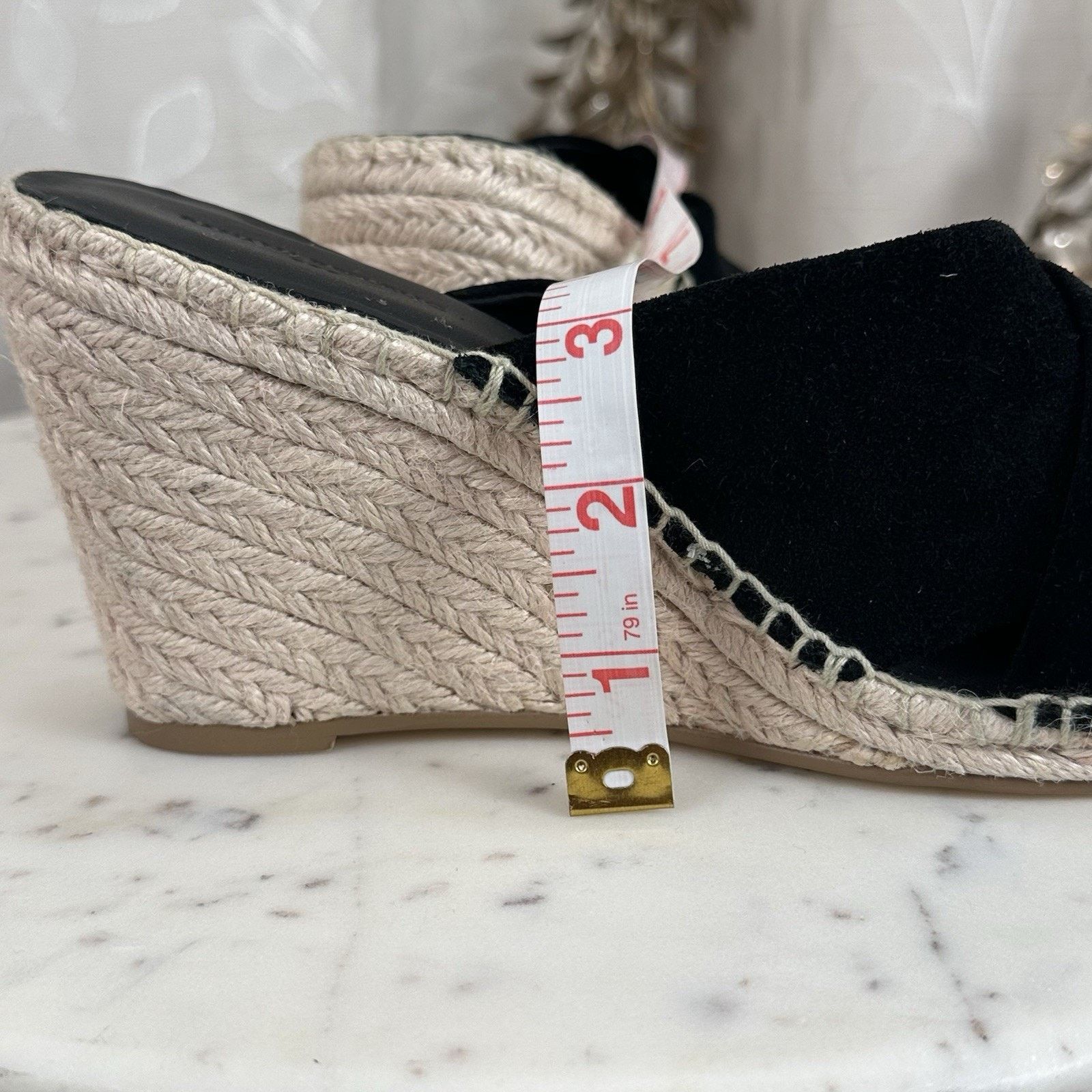 Banana Republic Banana Republic Sandals 8.5 M Wedge Espadrille Black Suede Size US 8.5 / IT 38.5 - 15 Thumbnail