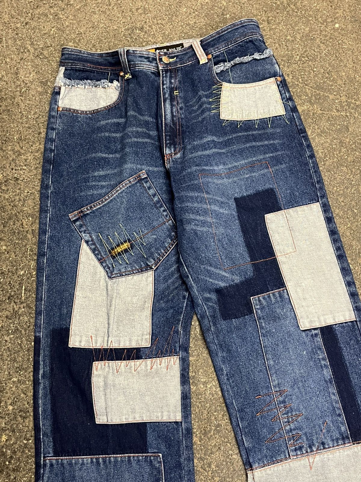 Japanese Brand Y2k baggy fit patchwork multi pocket rare baggy fit denim Size US 34 / EU 50 - 4 Thumbnail
