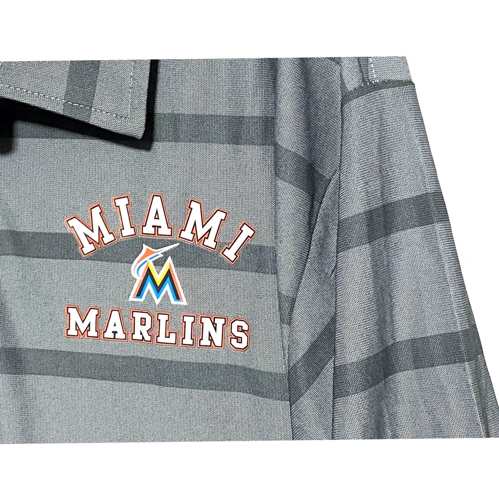 Vintage VINTAGE Miami Marlins True Fan Polo Shirt Mens 2XL Gray Striped Short Sleeve NWT Athletics Sports Casual Size US XXL / EU 58 / 5 - 2 Thumbnail