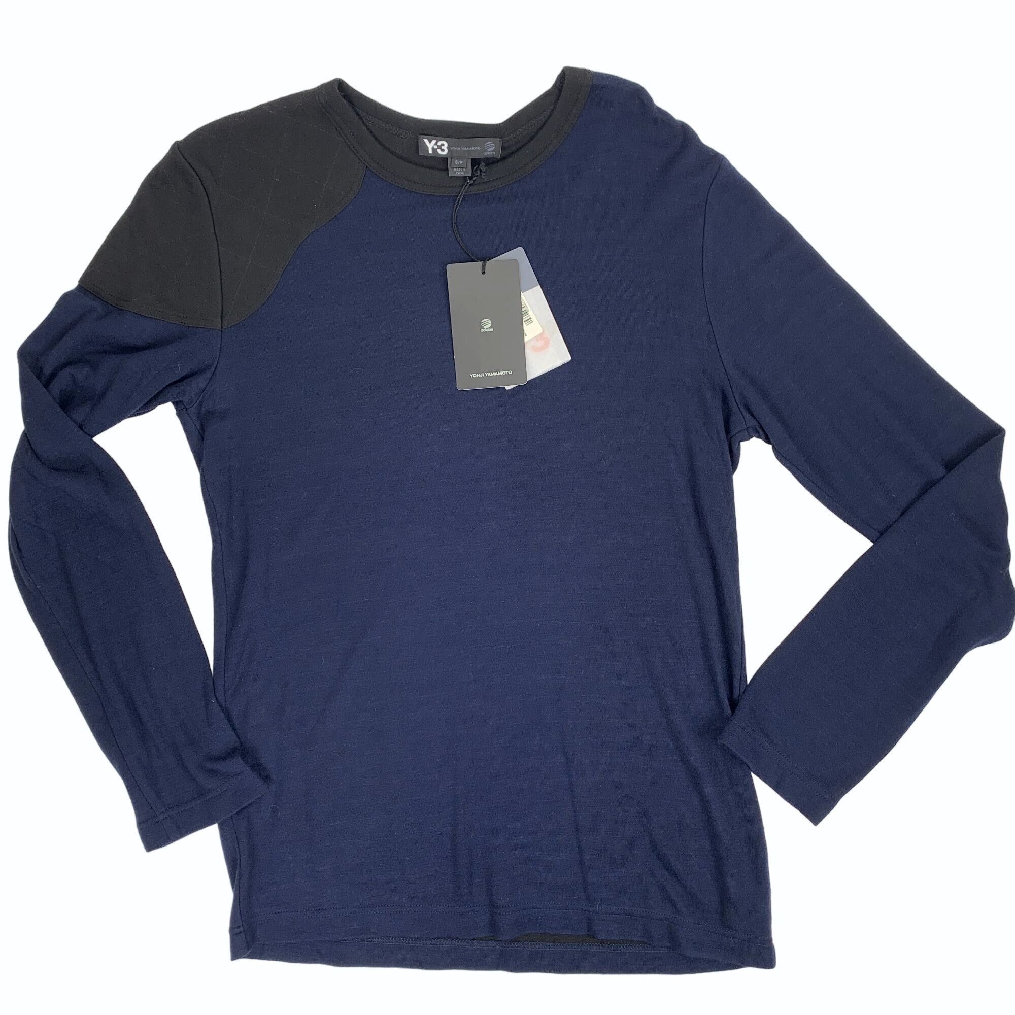 Y-3 Yohji Yamamoto Mens Navy Black Crewneck Shirt Shoulder