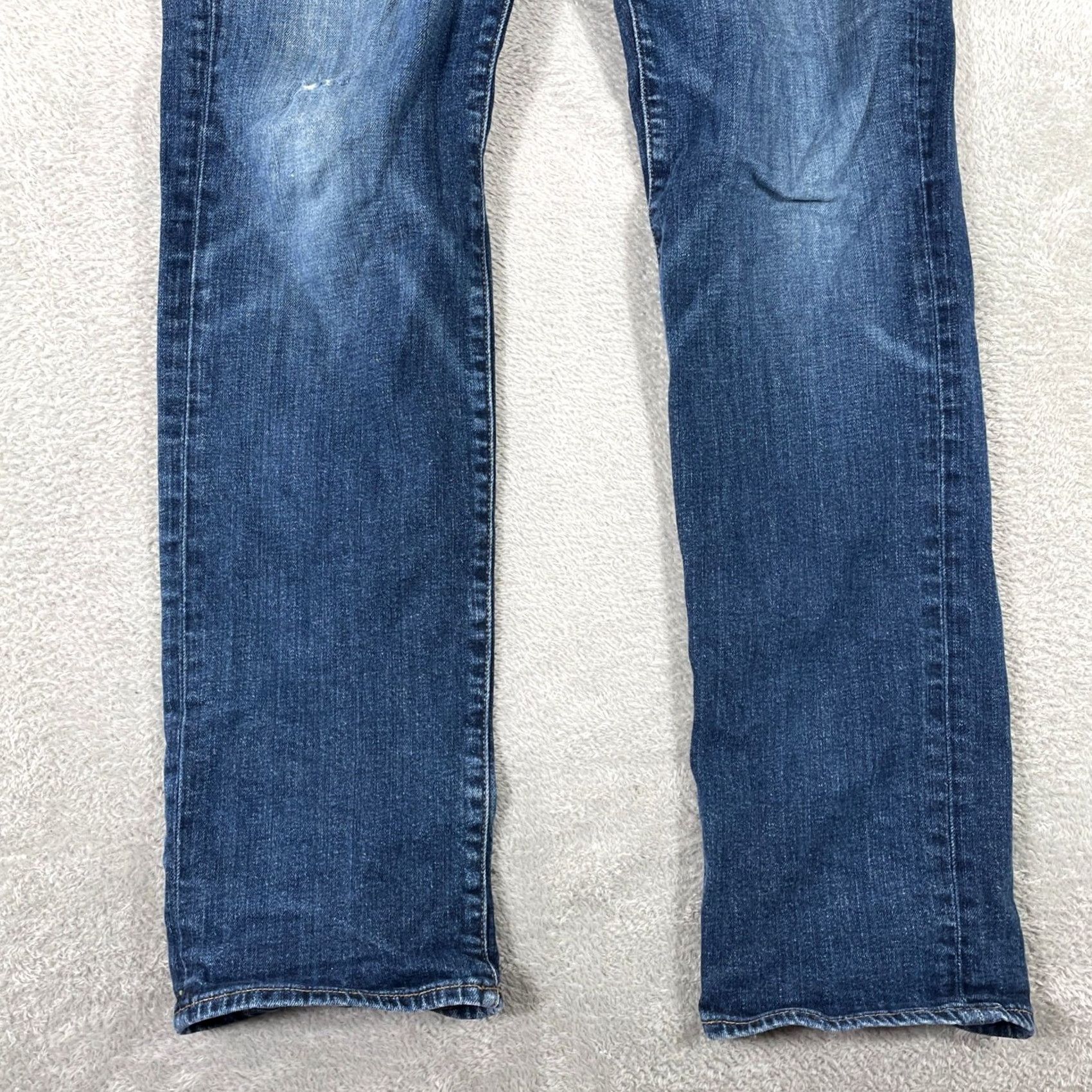 Lucky Brand Lucky Brand Jeans Men Slim 32x32 Blue Medium Wash Denim Distressed Pockets Zip Button 32in Inseam, 32W, Regular, Vintage: No, 121 Size US 32 / EU 48 - 2 Thumbnail