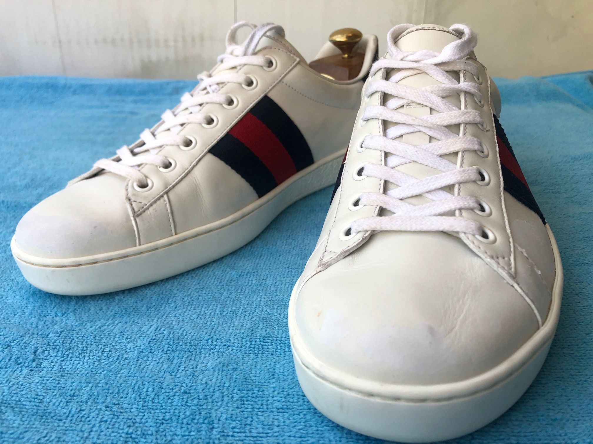 Gucci Gucci 386750 white leather mens trainers sneakers Size US 9 / EU 42 - 4 Thumbnail