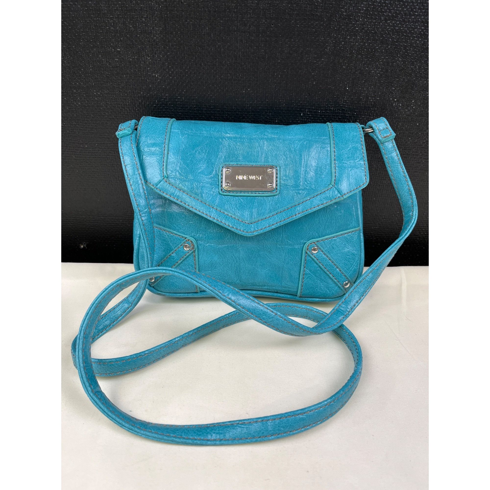 Nine West Nine West Women's Blue Turquoise Leather Crossbody Mini Bag Size ONE SIZE - 1 Thumbnail