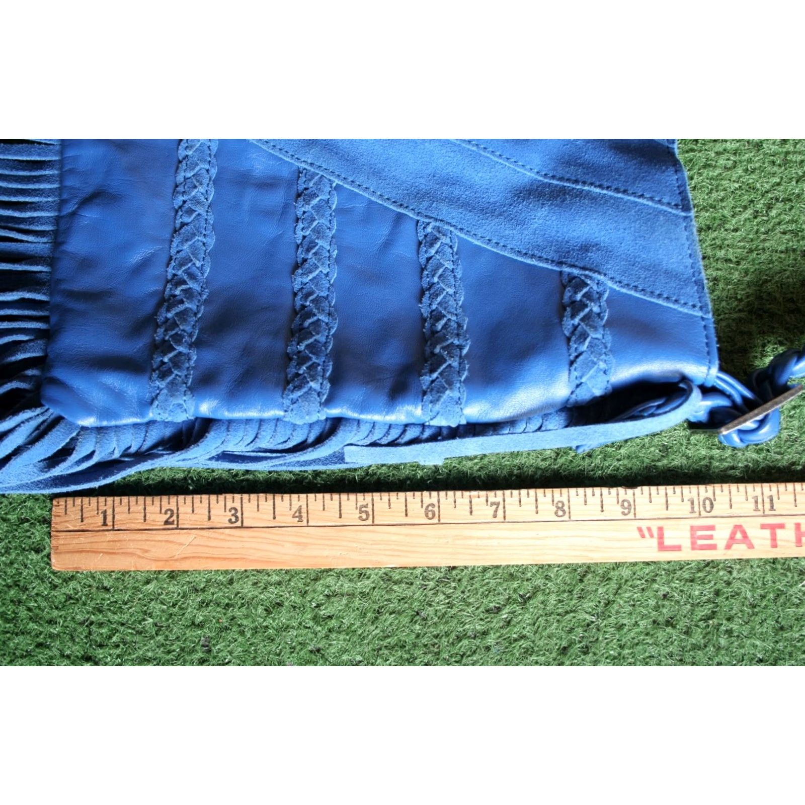 Vintage EMBER SKYE Leather & Suede Fringe Crossbody Bag - Cobalt Blue, Medium, Women's Shoulder/Shoulder Bag Size ONE SIZE - 6 Thumbnail