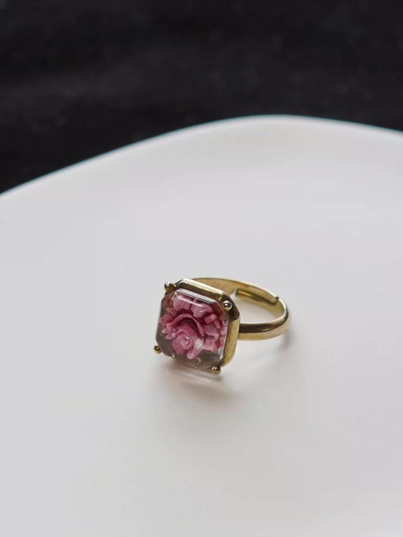 Kenzo KENZO Pink rose relief ring Size ONE SIZE - 2 Thumbnail