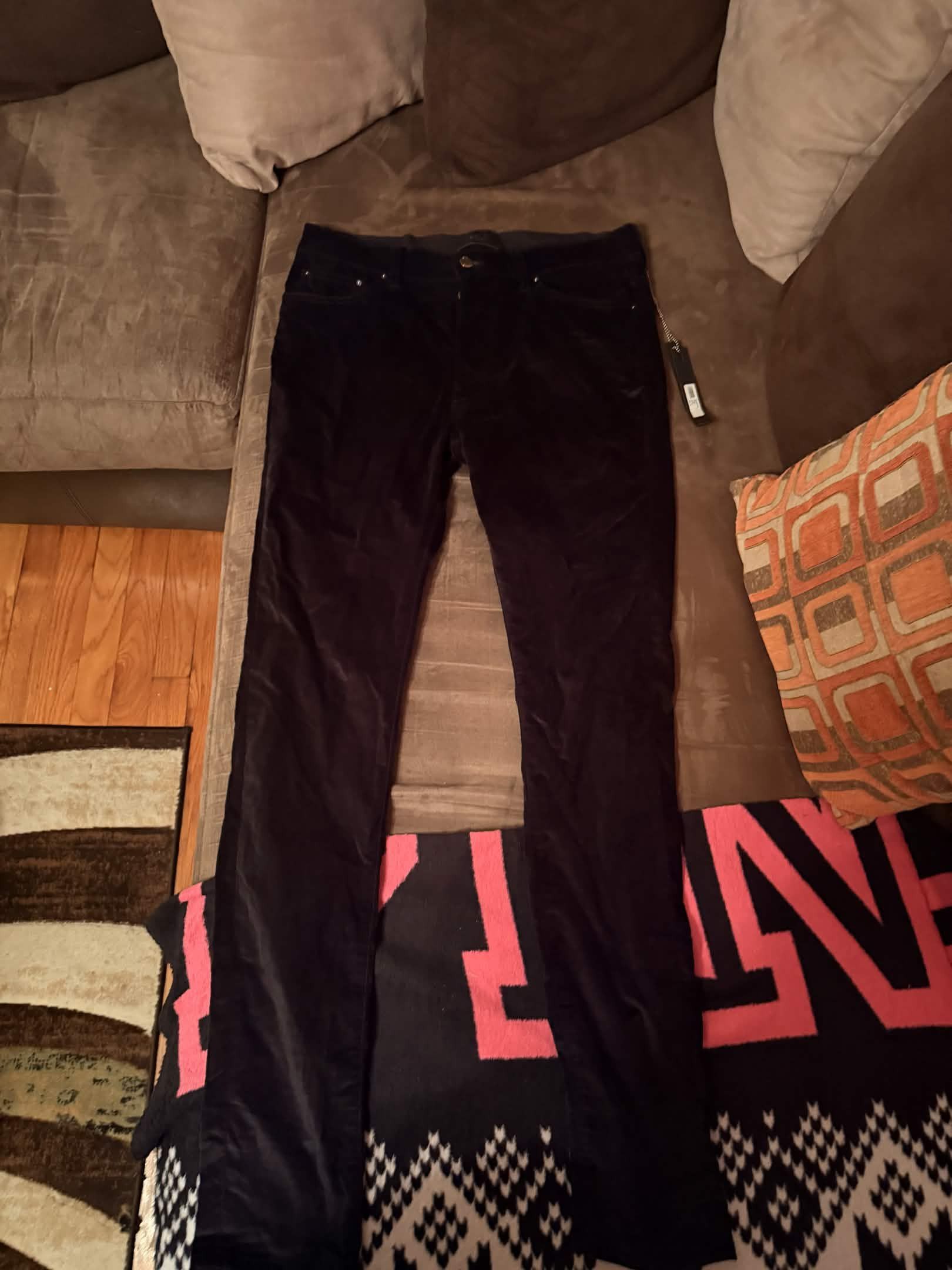 Amiri Black Velvet Skinny Stack Jeans Size US 34 / EU 50 - 2 Thumbnail