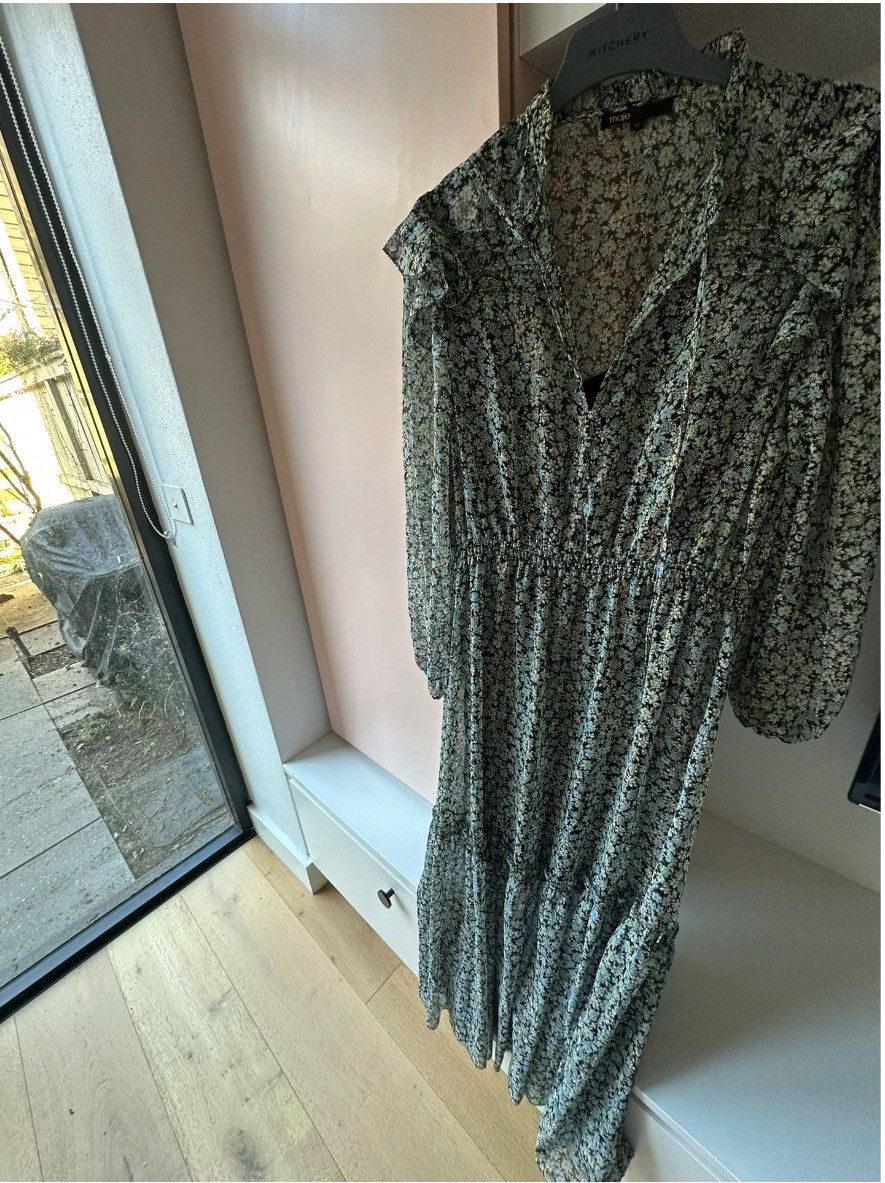 Maje New French Designer Floral Midi Dress Size M / US 6-8 / IT 42-44 - 8 Thumbnail
