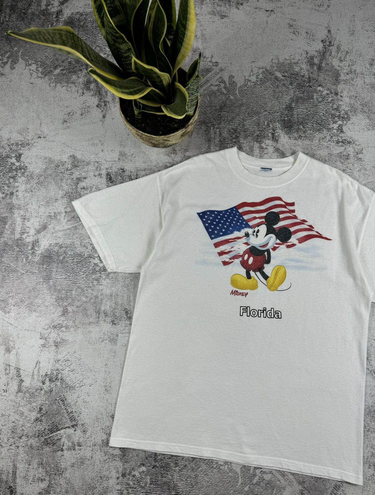Mickey Mouse 90S Mickey Mouse Florida USA Flag Cartoon Y2K T Shirt Tee Size US XL / EU 56 / 4 - 2 Thumbnail