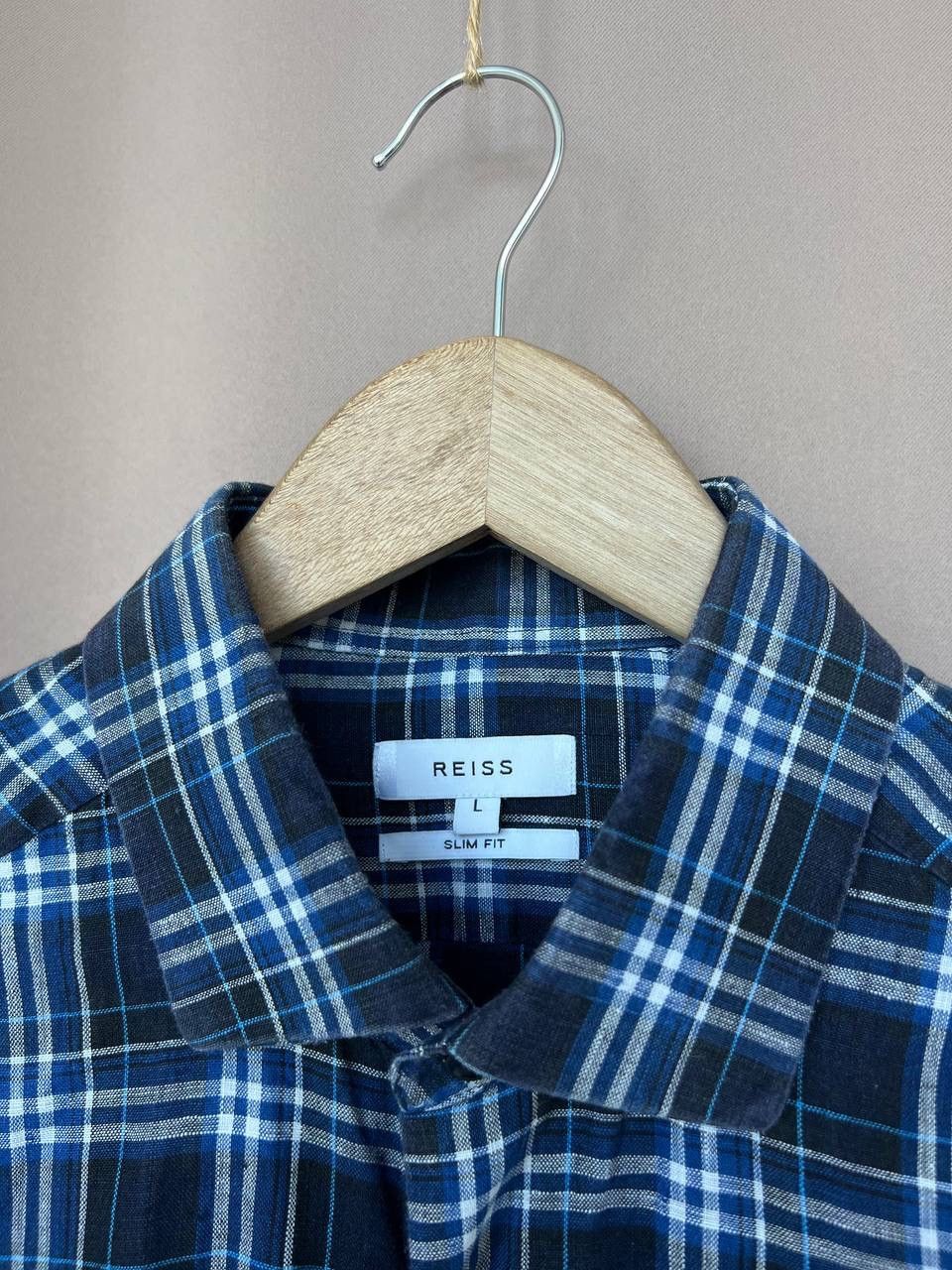 Reiss Reiss Checked Linen Button Down Shirt Mens Size M/L Slim Fit Size US L / EU 52-54 / 3 - 10 Thumbnail