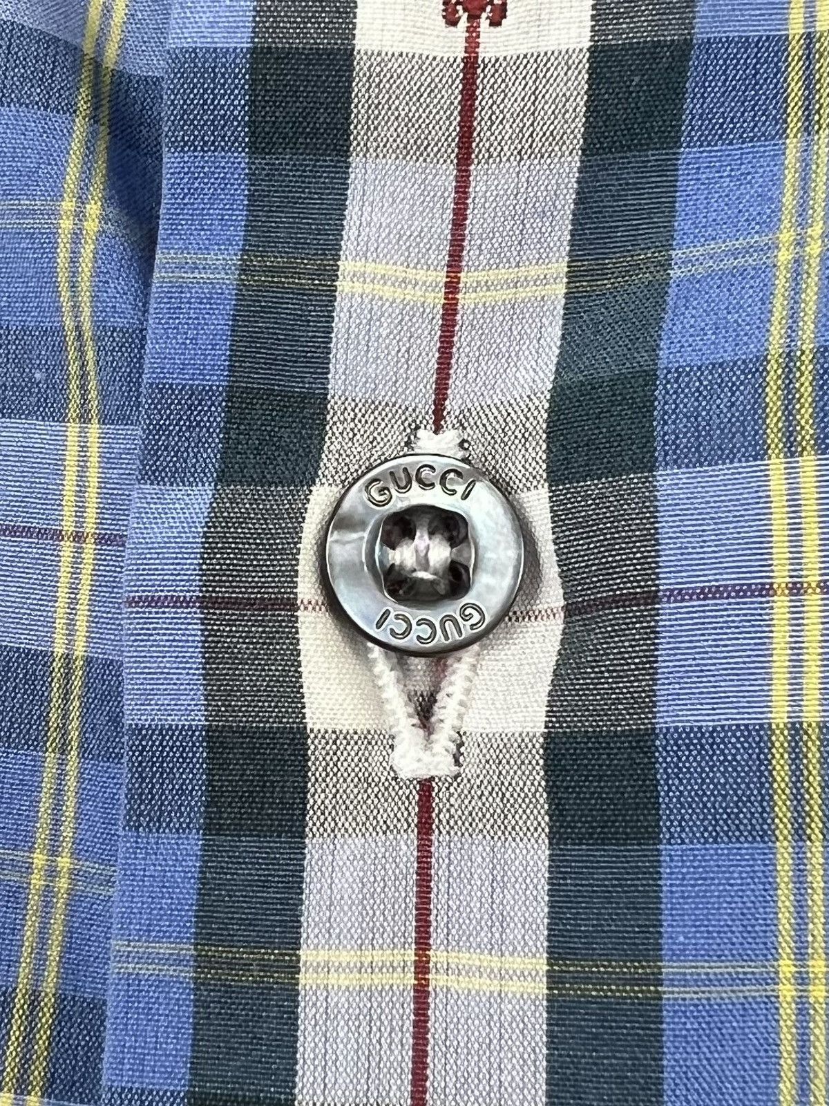 Gucci GUCCI Shirt Button Up Monogram Embroidered Bee Checkered Size US S / EU 44-46 / 1 - 9 Thumbnail
