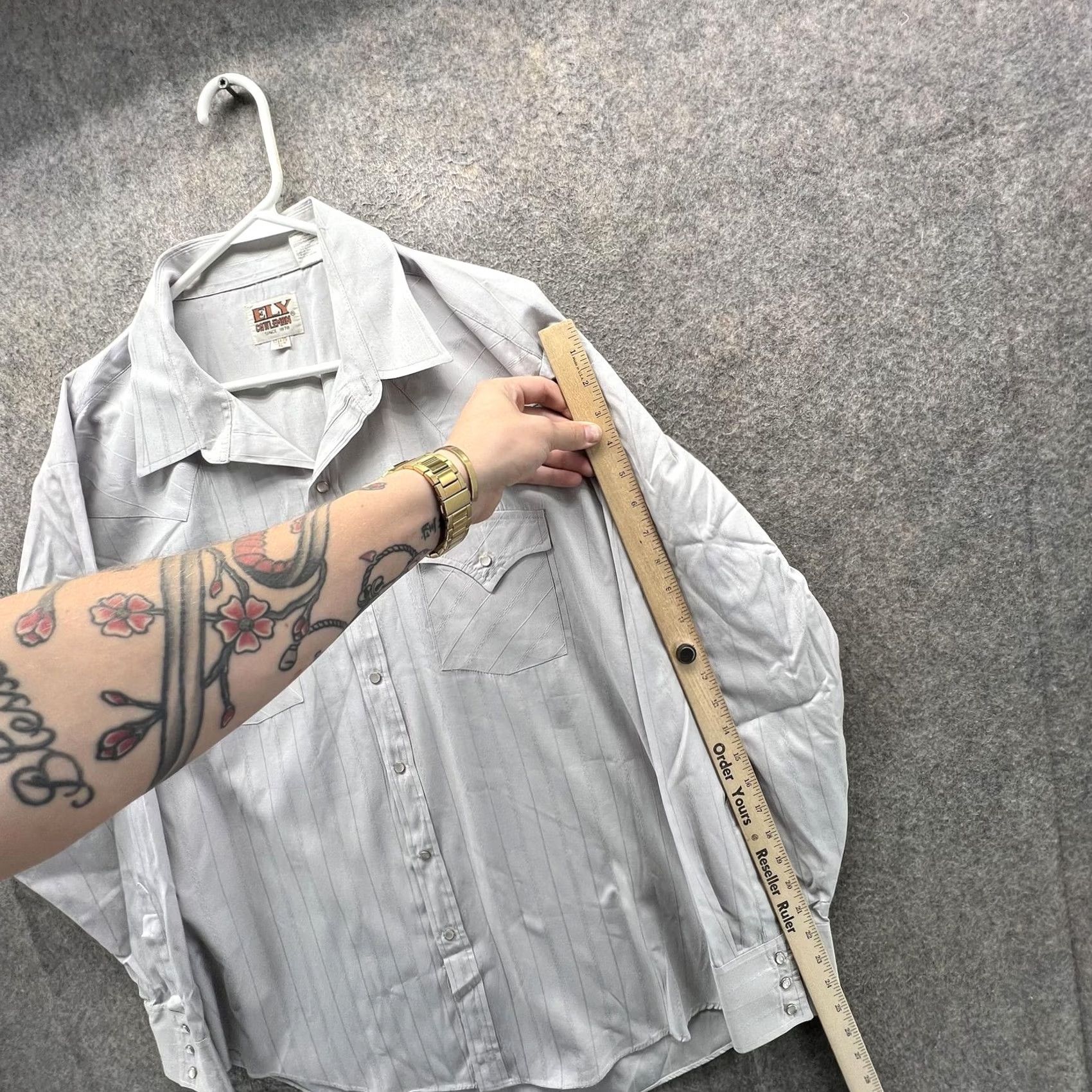 Vintage Ely Cattleman Shirt Mens XL Gray Stripe Long Sleeve Western Snap Front Cowboys Shirt Size US XL / EU 56 / 4 - 4 Thumbnail