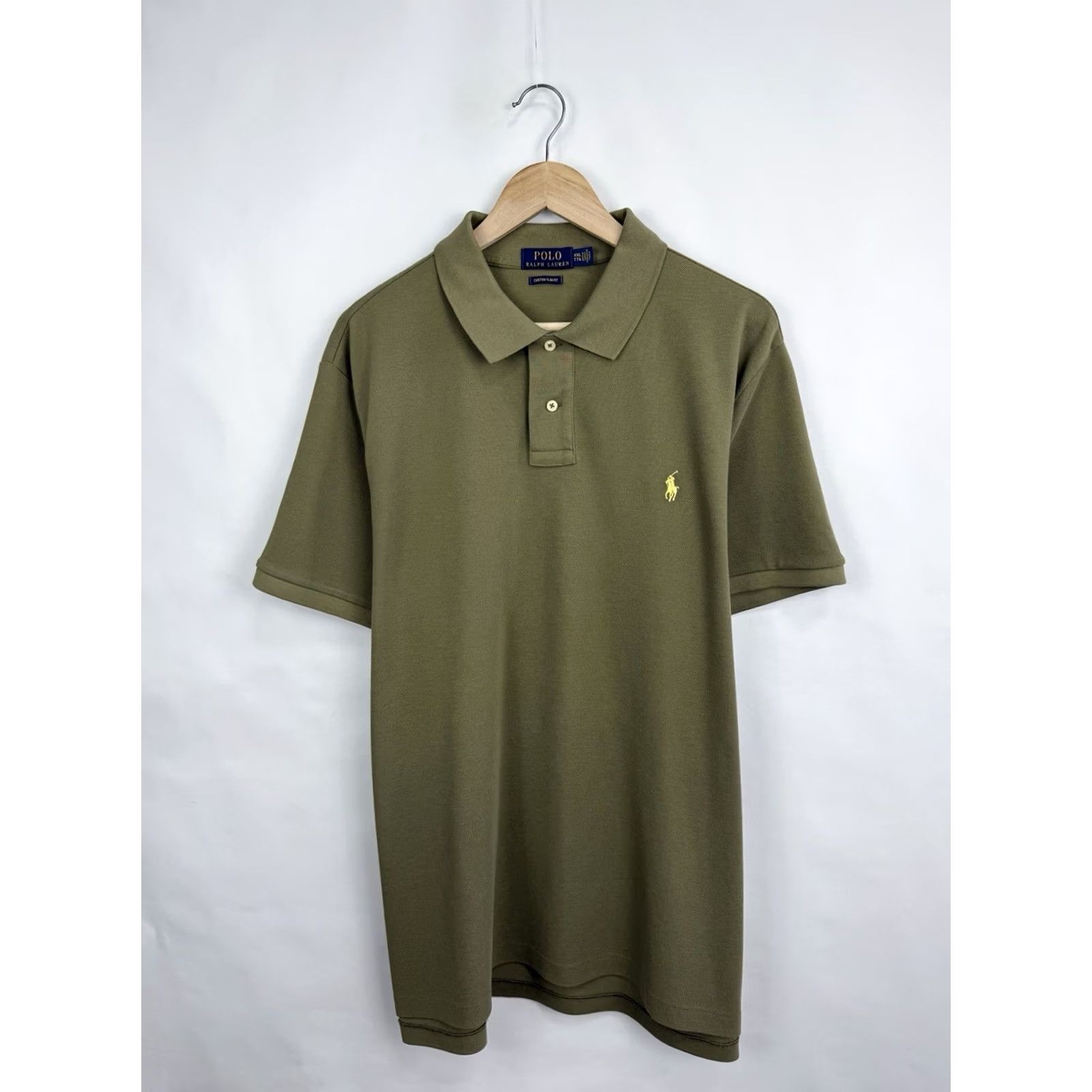 Ralph Lauren VINTAGE Polo Ralph Lauren Custom Slim Fit Polo T-Shirt Rare Retro XXL Olive Mens Brown? Size US XXL / EU 58 / 5 - 4 Thumbnail
