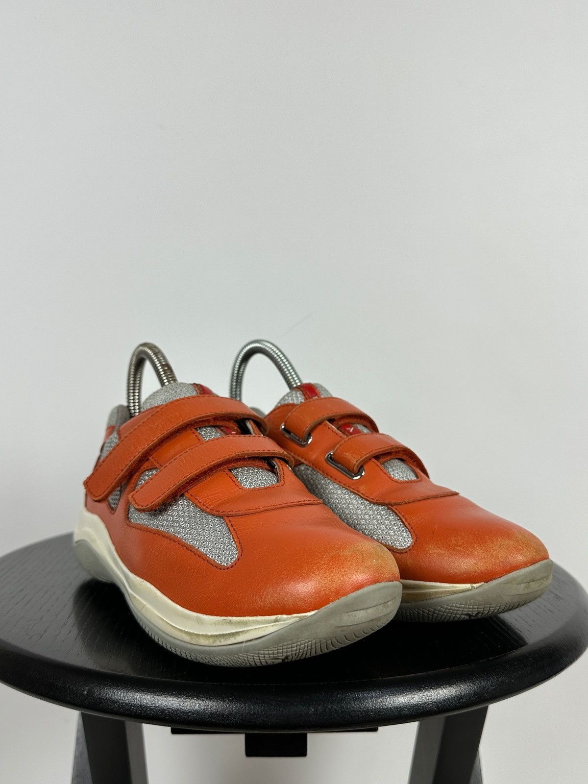Prada Vintage Prada America’s Cup Orange Leather Sneakers Size US 5 / IT 35 - 10 Thumbnail