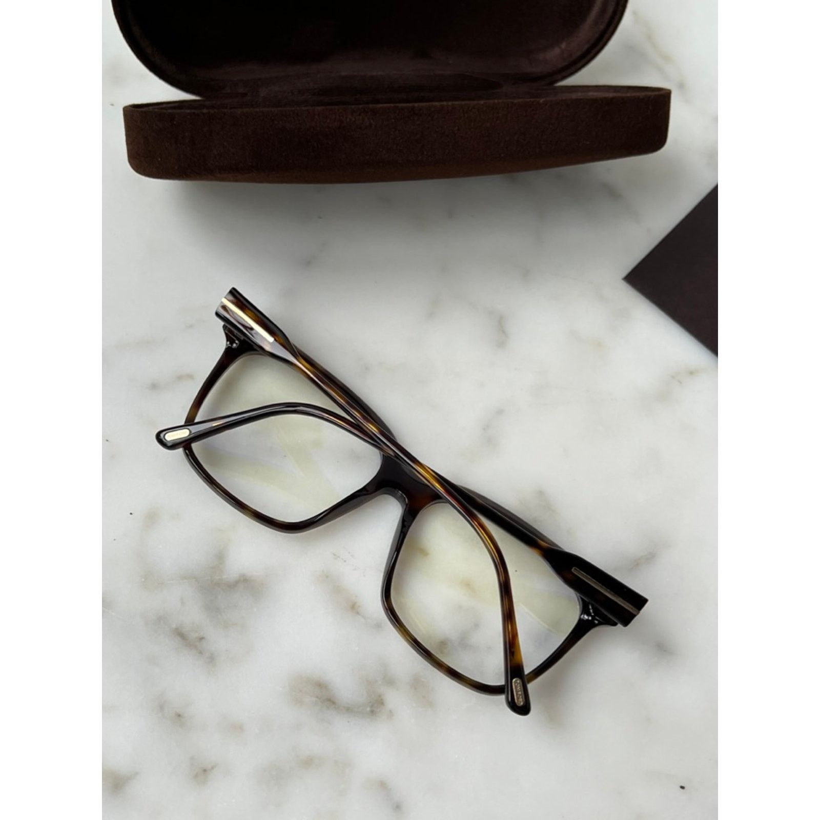 Tom Ford NEW Tom Ford FT5768-B Bluelight Frames in Brown Havana Size ONE SIZE - 4 Thumbnail