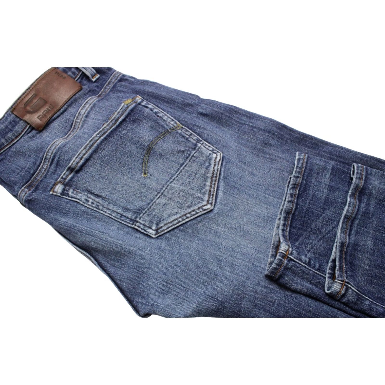 G-Star G-STAR 3301 Slim Jeans Men's W34/L31 Button Fly Faded Whiskers Blue Denim Size US 34 / EU 50 - 5 Thumbnail