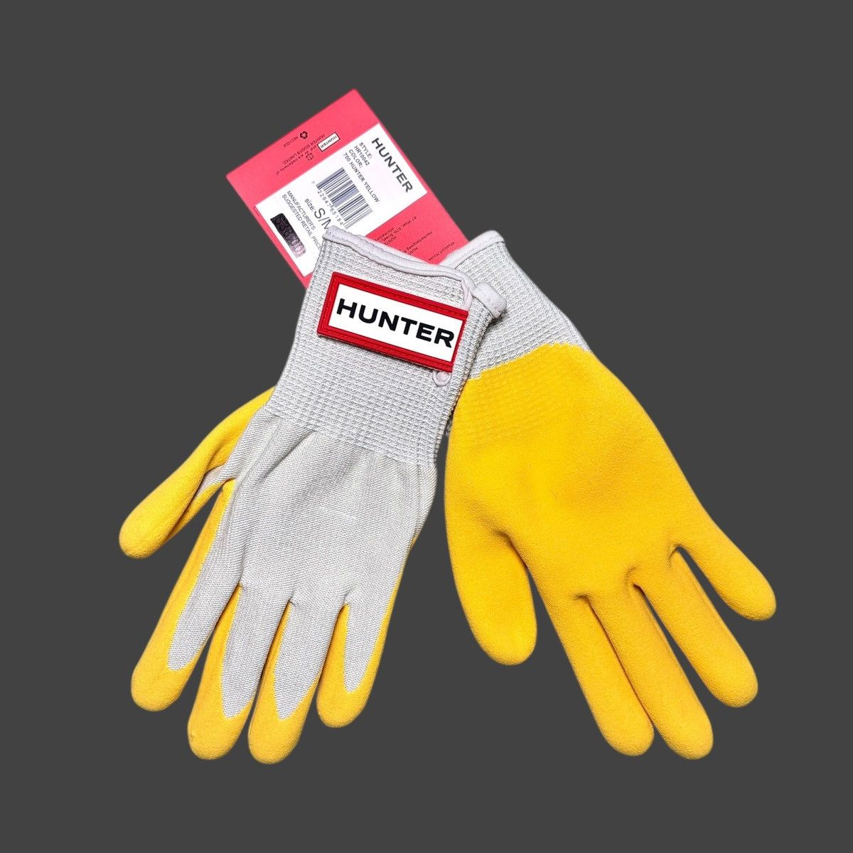 Hunter Hunter Rubberized Logo Work Gloves Yellow Red Sz S/M Unisex Size ONE SIZE - 2 Thumbnail