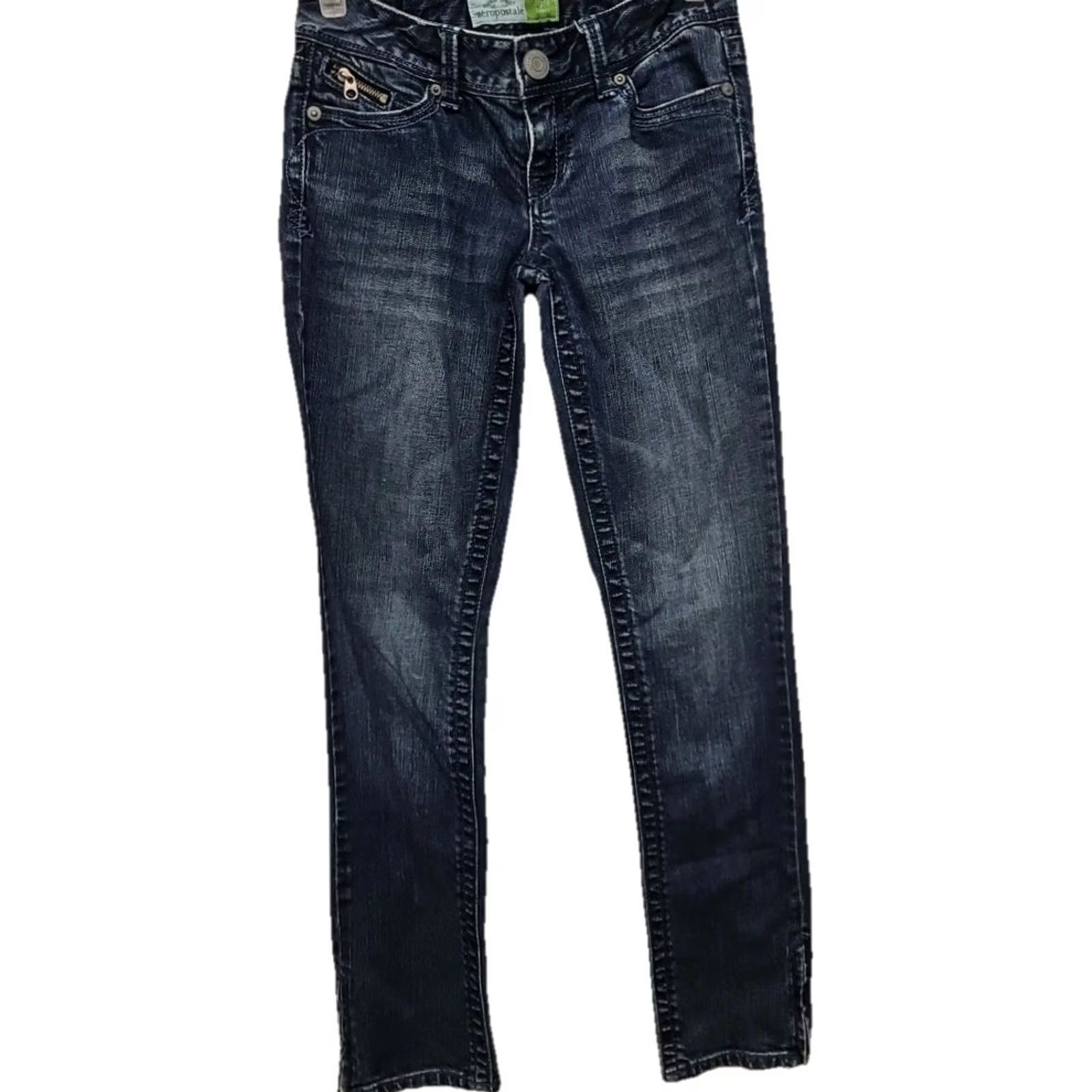 Vintage Aéropostale Bayla Skinny Jeans Jeans Women 1/2 Regular Dark Blue Stretch 29in Low Rise Y2K Boys? (remove mis). Size 25" / US 0 / IT 36 - 2 Thumbnail