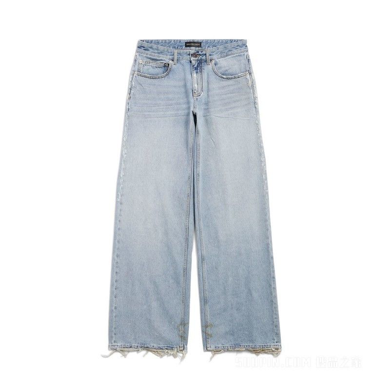Balenciaga o1w1db10526 Wide Leg Baggy Pants in Blue Size 25" / US 0 / IT 36 - 1 Thumbnail